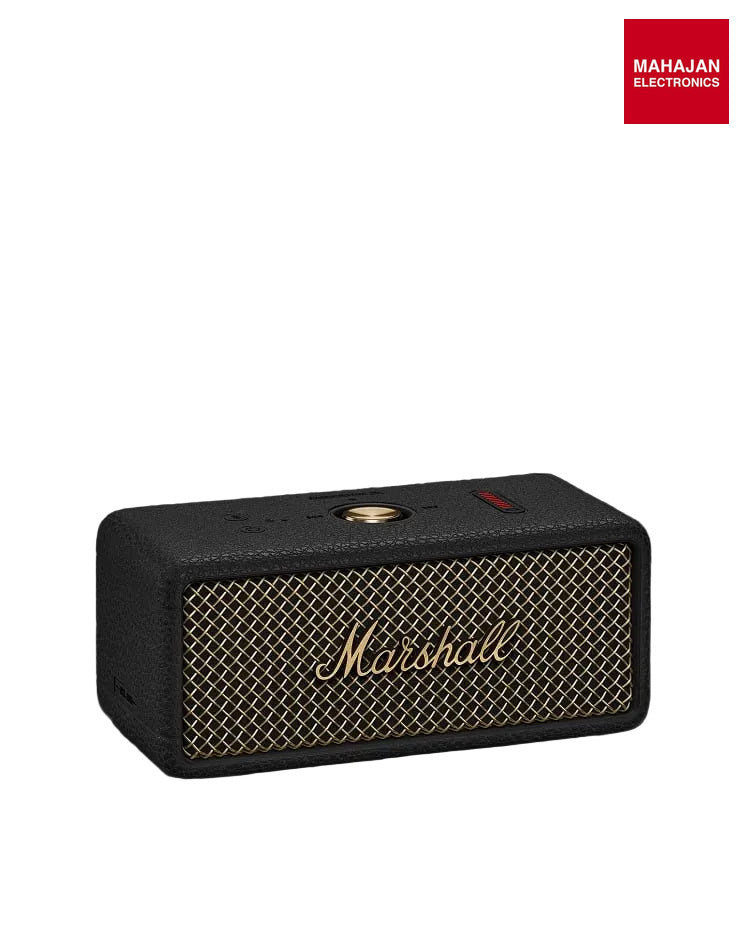 Marshall Emberton III Compact Portable Bluetooth Speaker with 360-Degree Sound, 32+ Hours Playtime & IP67 (Vintage Black) – Mahajan Electronics Online.