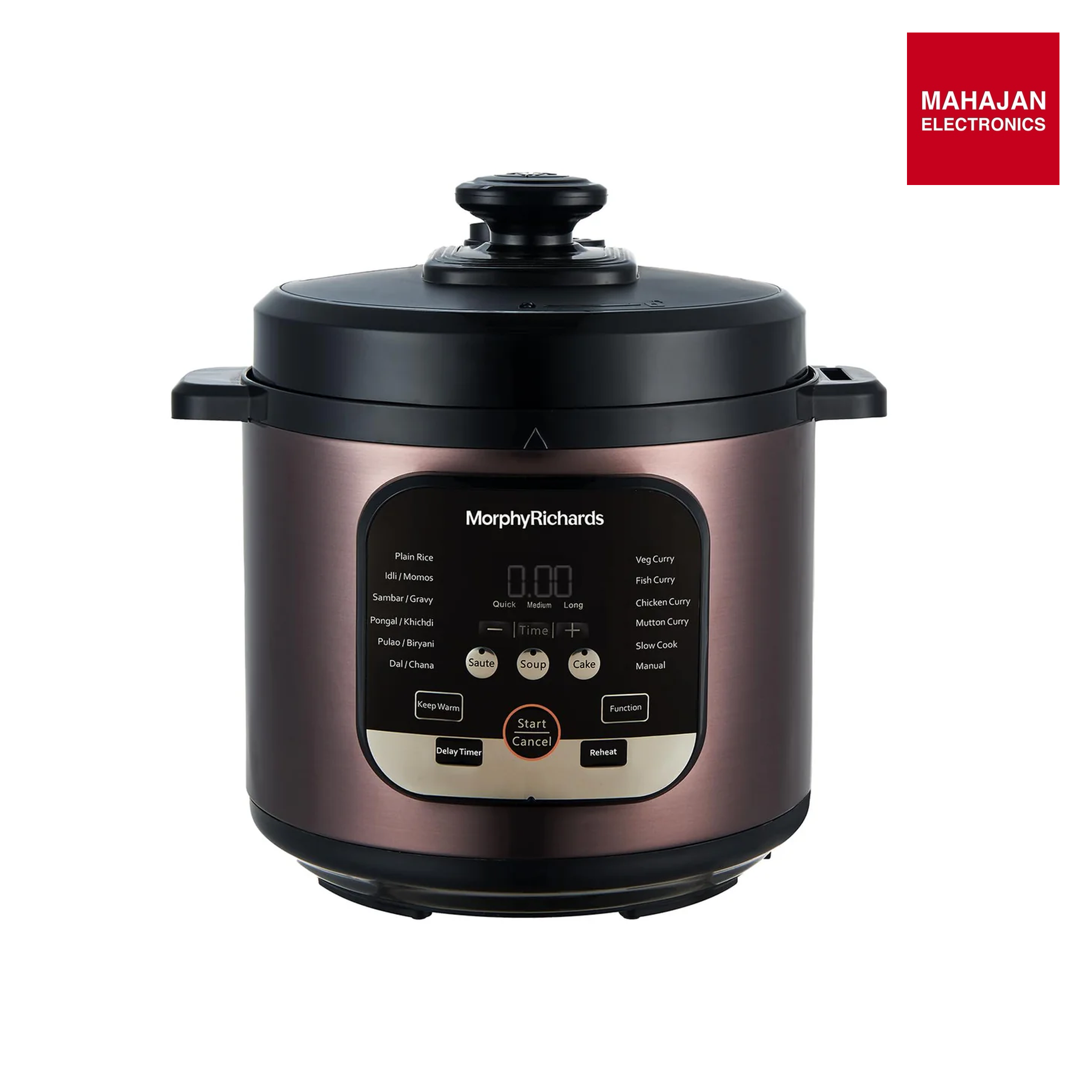 Morphy Richards WizPot 6 Litres 1000W Electric Pressure Cooker| Customised Preset for Indian Cooking| Automatic Shut-Off| Metallic Brown - Mahajan Electronics Online