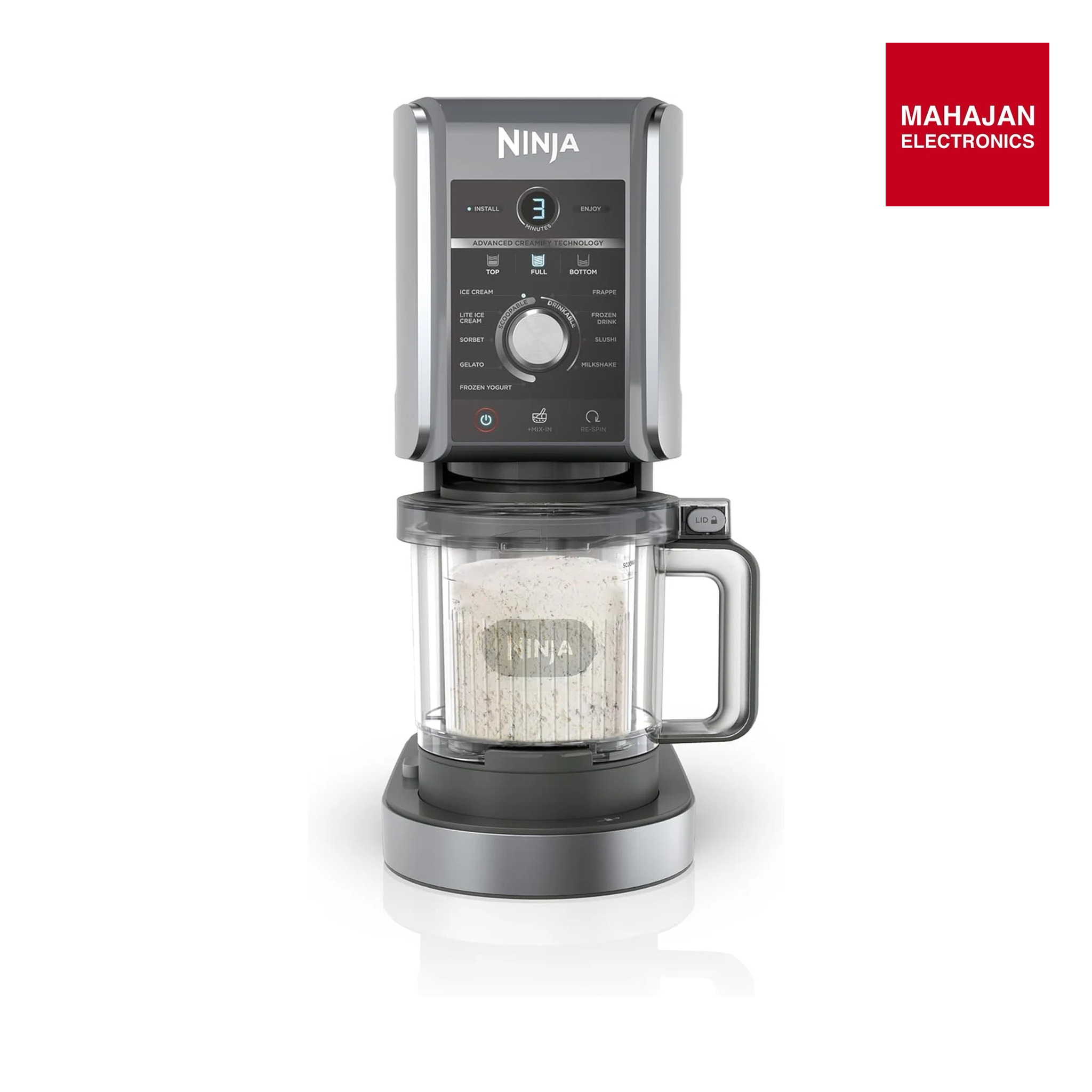 Ninja NC502EU CREAMi Deluxe Ice and Ice Drink Machine with 2 Cups, 10 Functions, Makes Ice Cream, Gelato, Sorbet, Frozen Yoghurt, Milkshakes, Slushi & More, 2-in-1 Flavour Option, Silver