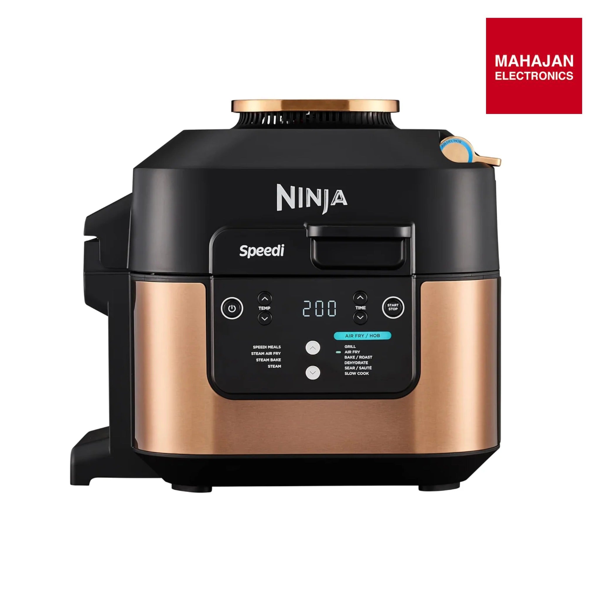 Ninja ON400EUCP Speedi 10-in-1 Fast Pressure Cooker, Air Fryer, Air Fryer and Multicooker, 5.7L, Meals for 4 in 15 Minutes, Steam, Grill, Bake, Roast, Stew and More, Black and Copper-Online Mahajan Electronics