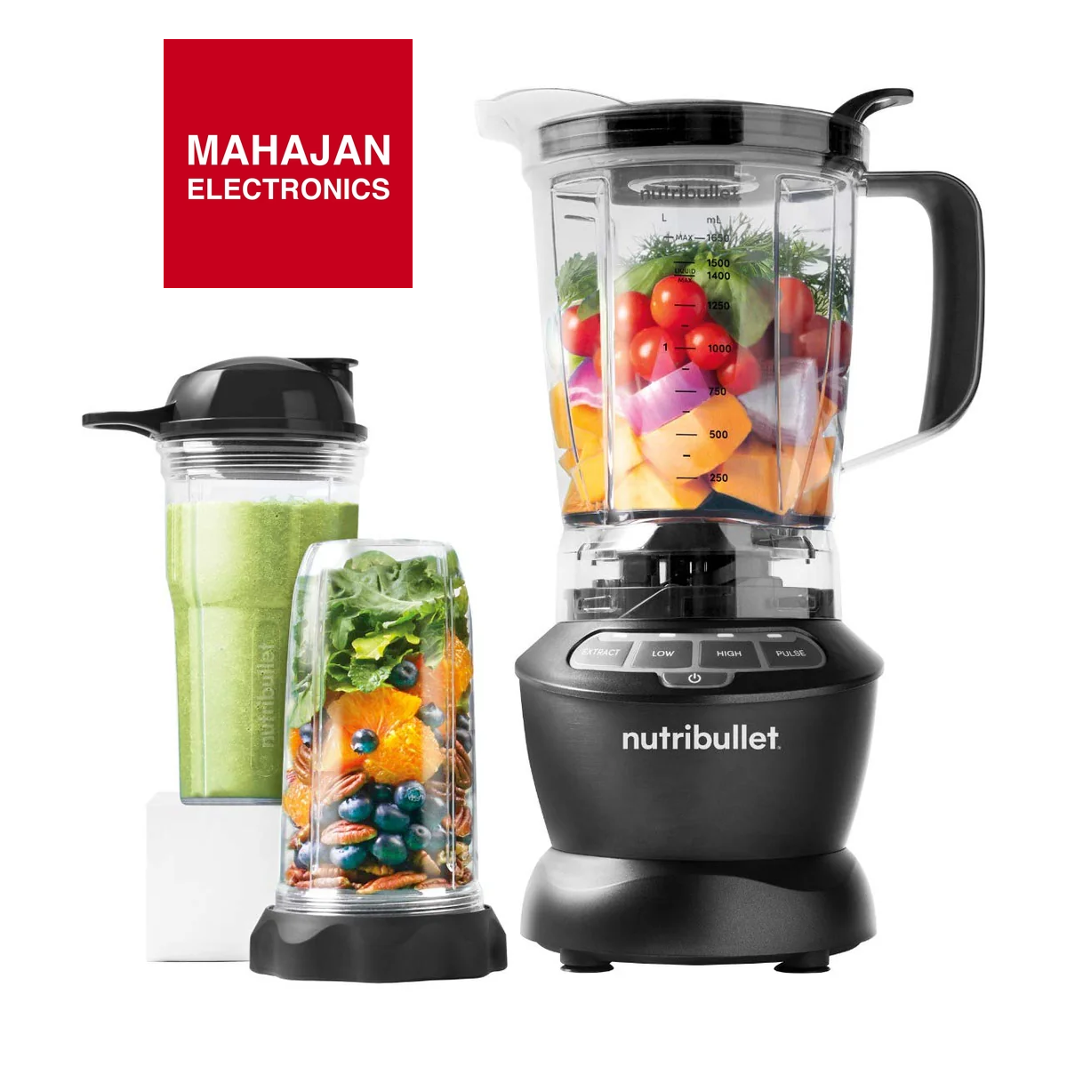 NutriBullet NBC-1049DG 1000W Smoothie Maker | 1.6L Tritan Pitcher | 2 Jar Cups | Multiple Speeds (Dark Grey)