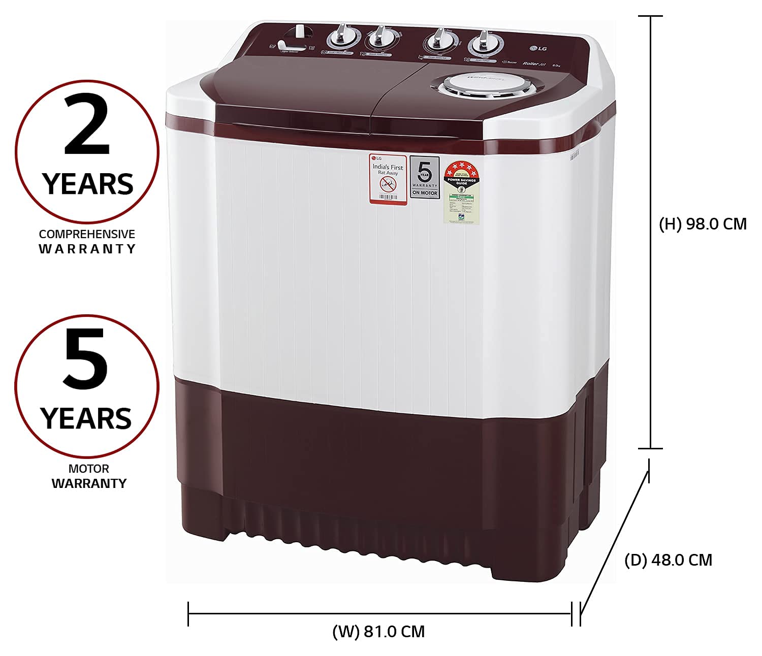 LG P8035SRAZA 8 kg Semi Automatic Top Load Washing Machine, White 2025 Mahajan Electronics Online