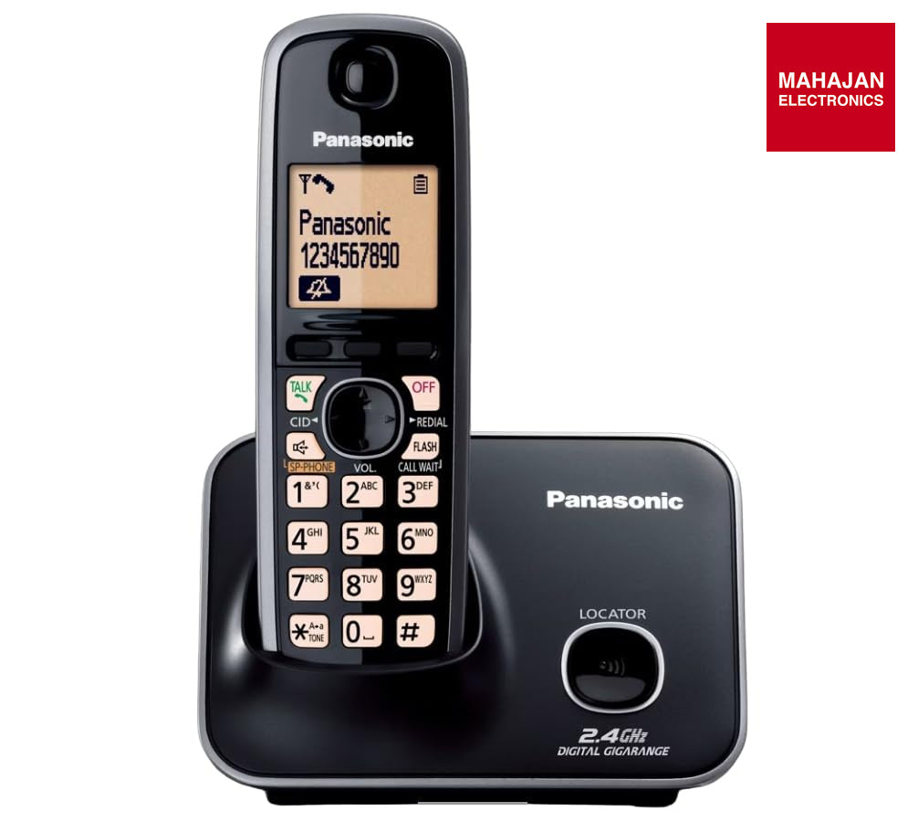 Panasonic KX-TG3711SXB Single Line 2.4GHz Digital Cordless Telephone, Black - Mahajan Electronics Online