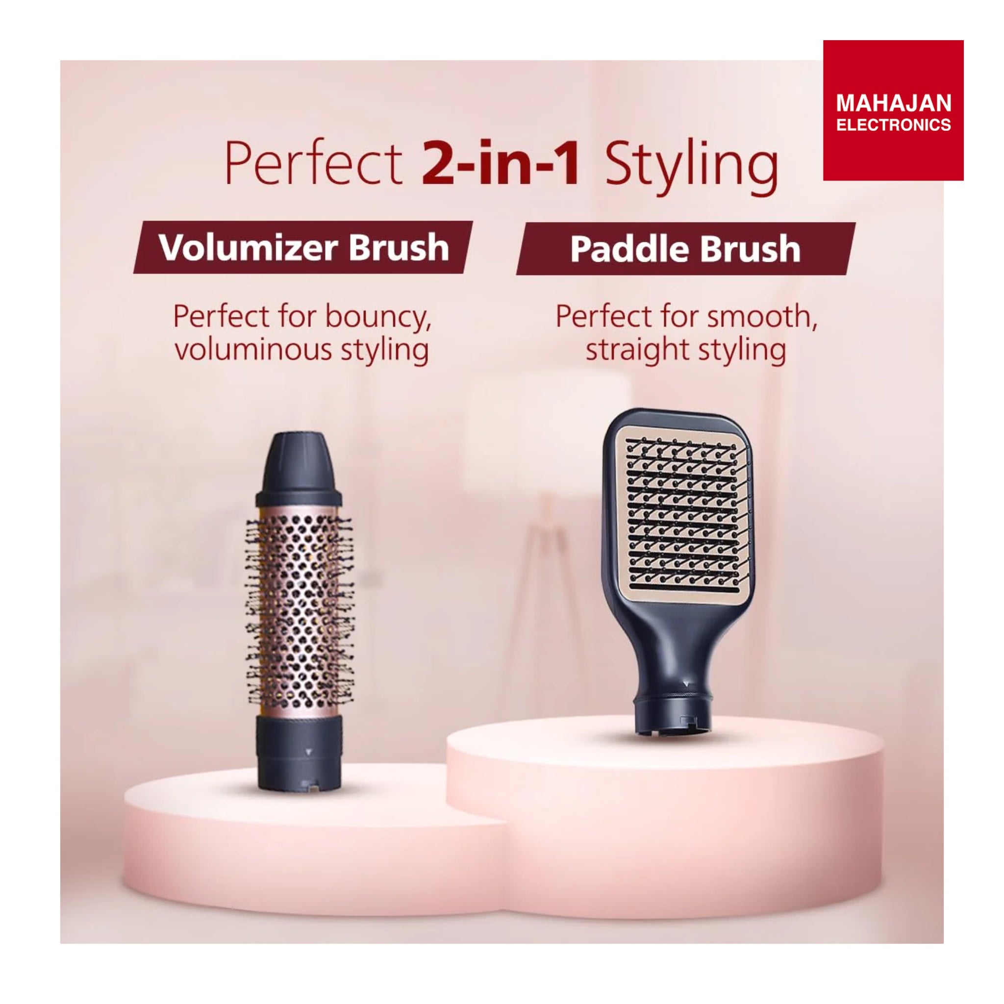 Philips BHA531/10 India’s No.1 Hair Styling Brand 2-in-1 Airstyler | Straightening Brush + Hot Air Brush Combo | 3X Volume | 50% Less Breakage,2 Attachments, 3 Heat Settings, Cool Shot, For Indian Hair Philips MAhajan Electronics
