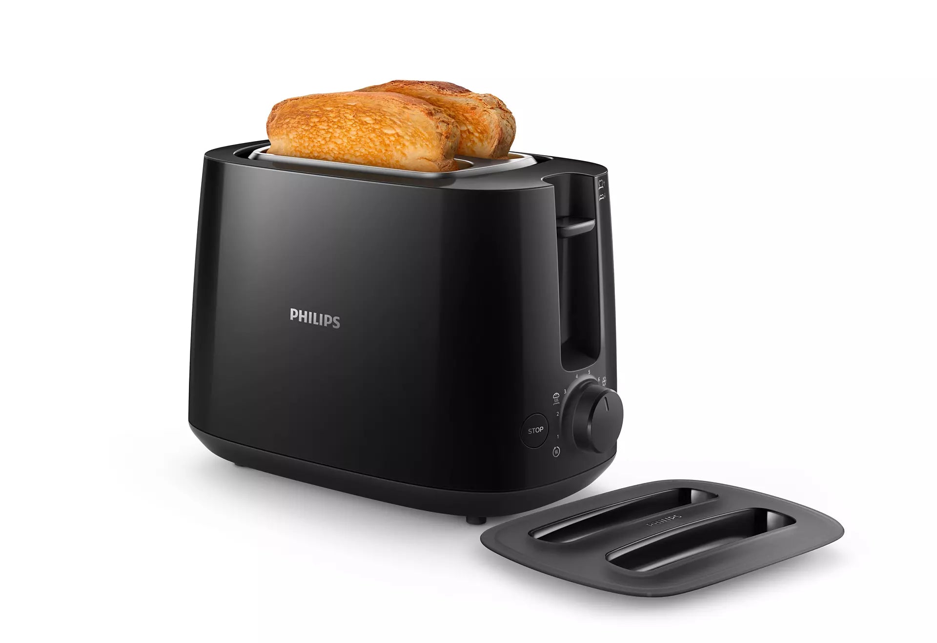 Philips Daily Collection HD2582/90 830-Watt 2-Slice Pop-Up Toaster with Bun Warming Rack (Black)