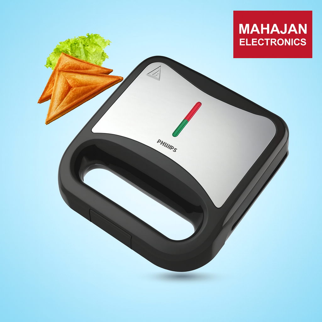 Philips HD1000/00 XL Sandwich Maker | 800W | Non-Stick Coated Plates | UHD Technology | Easy Locking | Black with Metallic Finish Mahajan Electronics Online