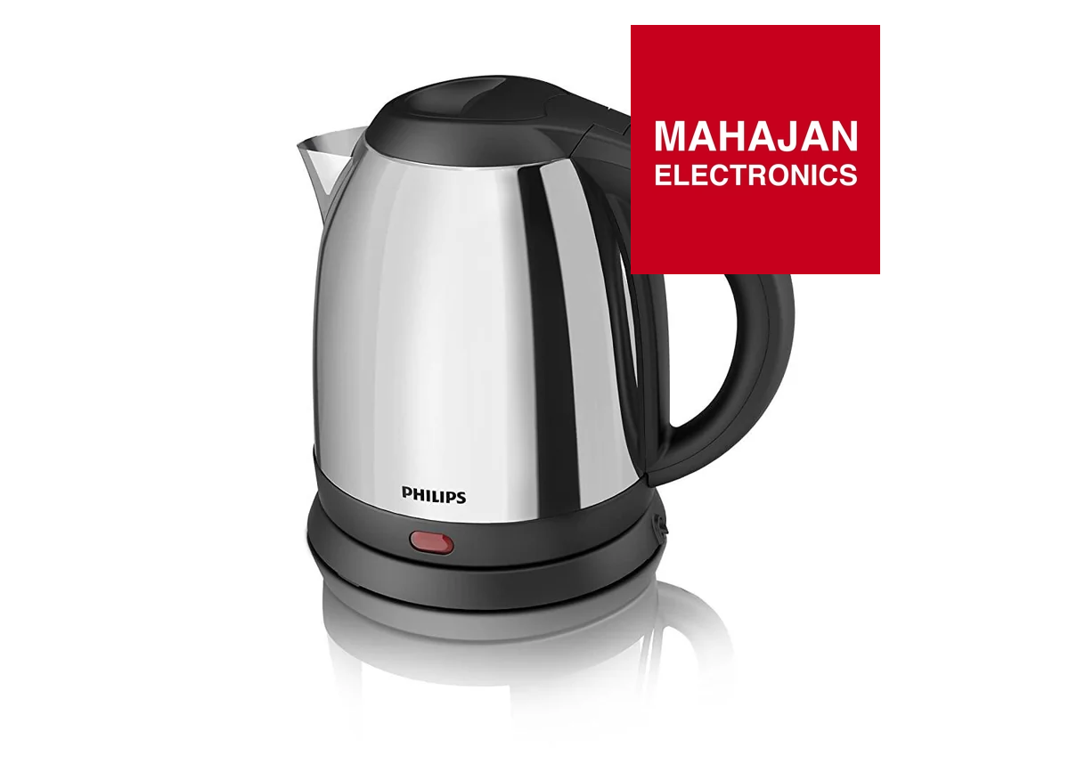 Philips electric kettle with Mahajan Electronics logo on a white background