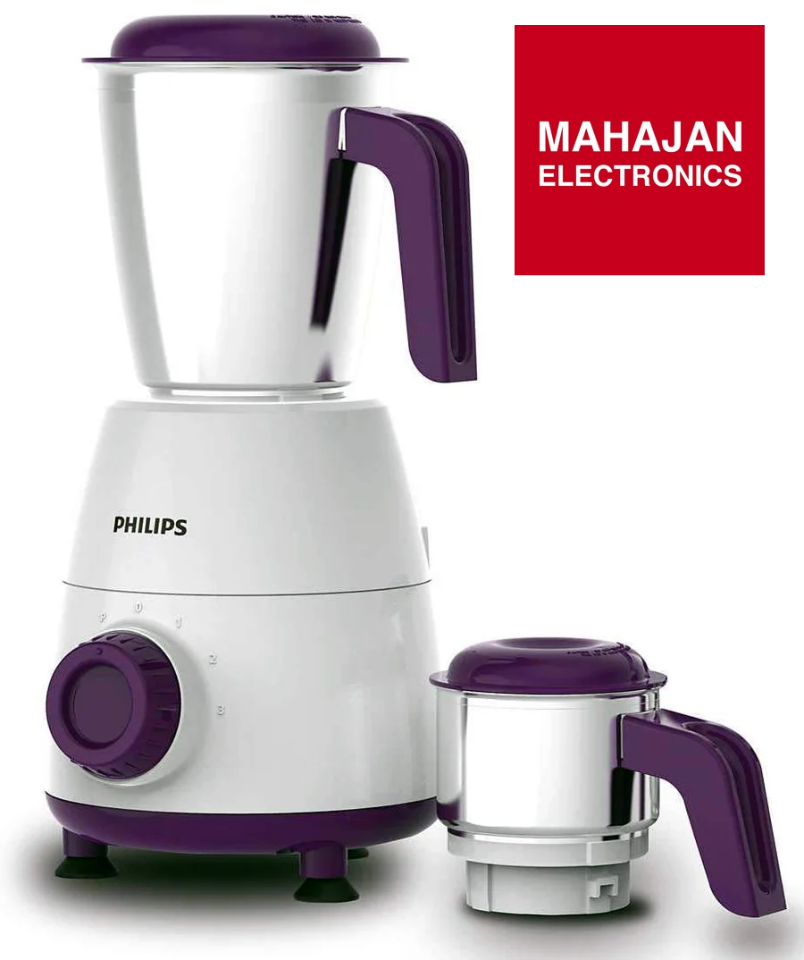 Philips HL7506/00 500W Mixer Grinder – 2 Jars, Stainless Steel Blades, Compact & Powerful | Purple | Made in India