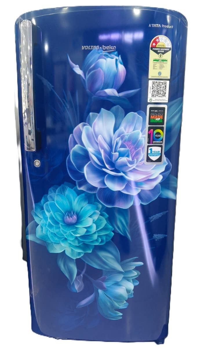 Voltas Beko RDC208D1/D0OBE0M0000GD 175 L Single Door Refrigerator | Direct Cool | Toughened Glass Shelves | Manual Defrost |opal Blue