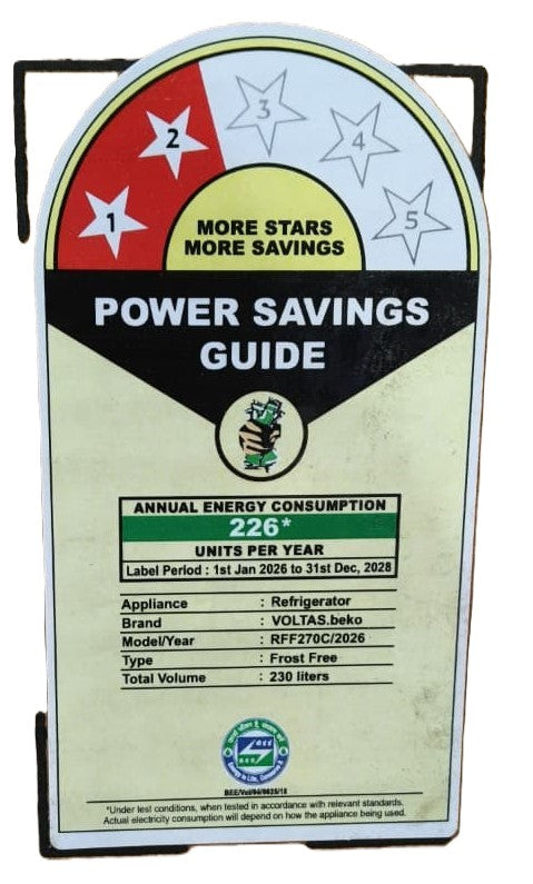 Voltas Beko RFF270C/2WPV10RBBD 230 L 2 Star Frost Free Double Door Refrigerator | Neo Frost Dual Cooling | ProSmart Inverter Compressor | Blossom Blue – Buy Online at Mahajan Electronics