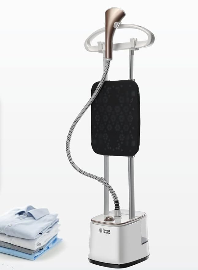 Russell Hobbs RGS 2000-Pro M Professional Garment Steamer | 2000W Power | 10 Steam Levels | 2.4L Detachable Tank | Adjustable Height & Ironing Board | Portable with Wheels | 2-Year Warranty-Online Mahajan Electronics