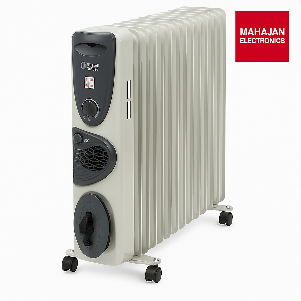 Russell Hobbs ROR 09F 2400 Watts Room Heater | 9 Fins | Fan-Forced Heating | Overheat Protection | Mahajan Electronics