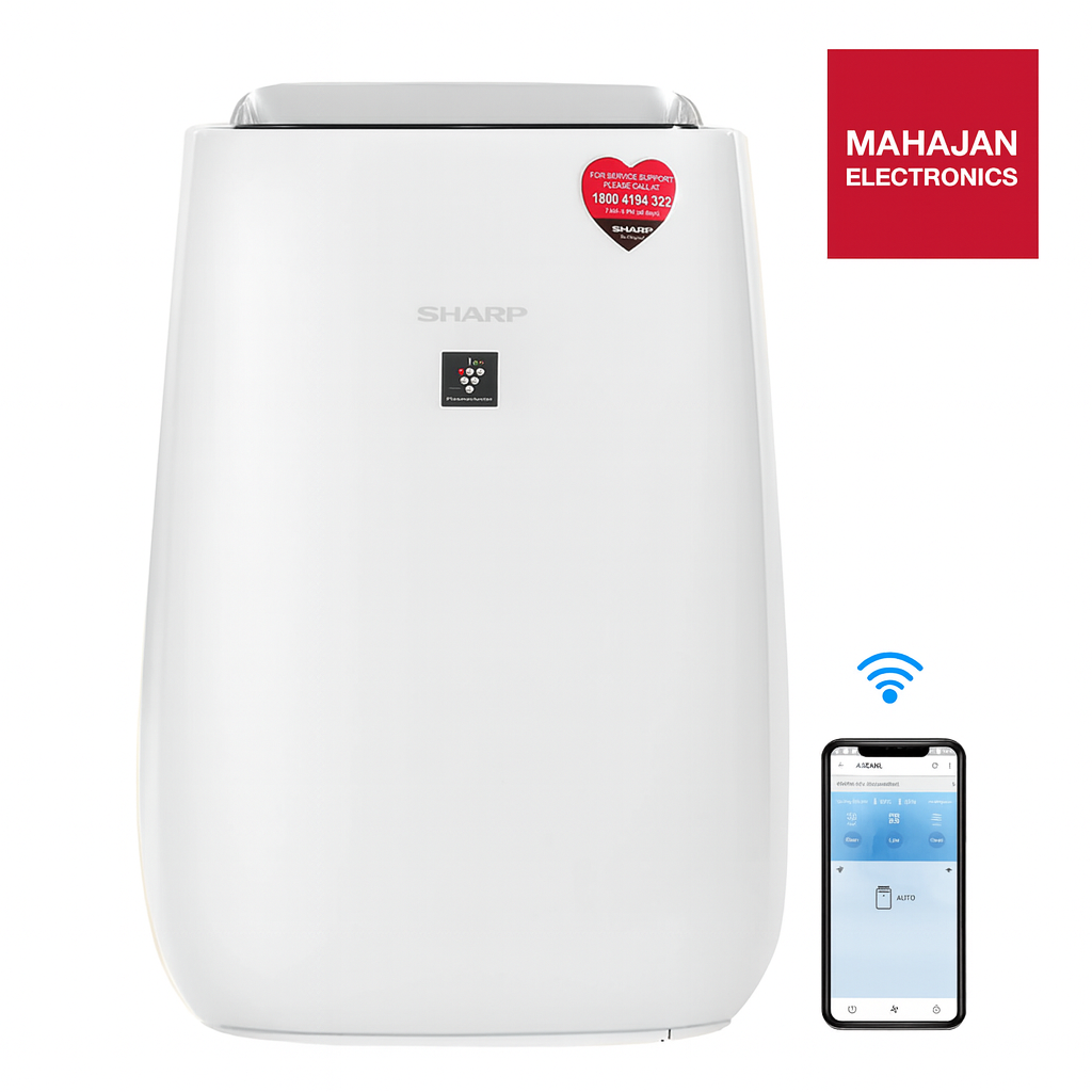 SHARP FP-J52M-W Air Purifier for Home | Wi-Fi Connectivity, HEPA, Carbon & Pre Filters, PM 2.5 Display | Real Time Indicator for Air Quality, Temperature, Humidity, Filter Life and Change Indicator