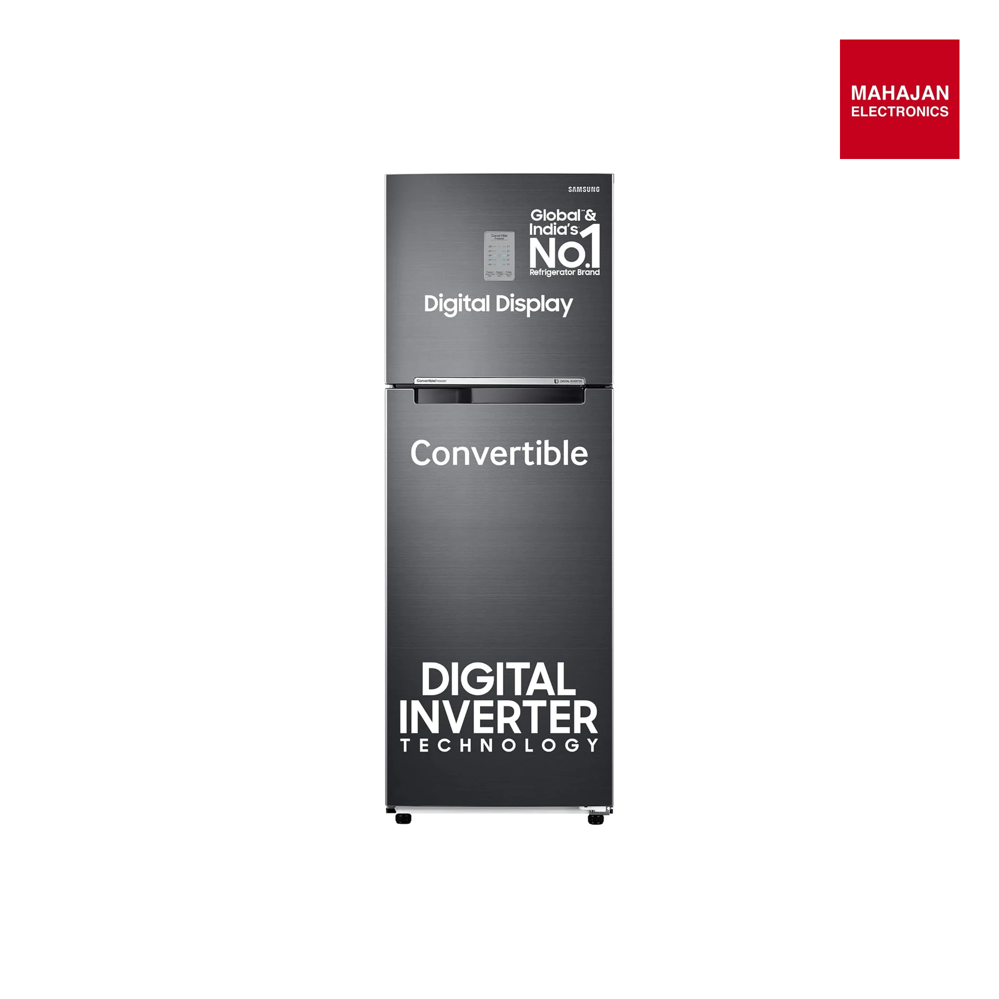 Samsung 236L 3 Star Convertible 3 In 1 Digital Inverter Frost-Free Double Door Refrigerator (RT28C3733BX/HL,Luxe Black) mahajan electronics online