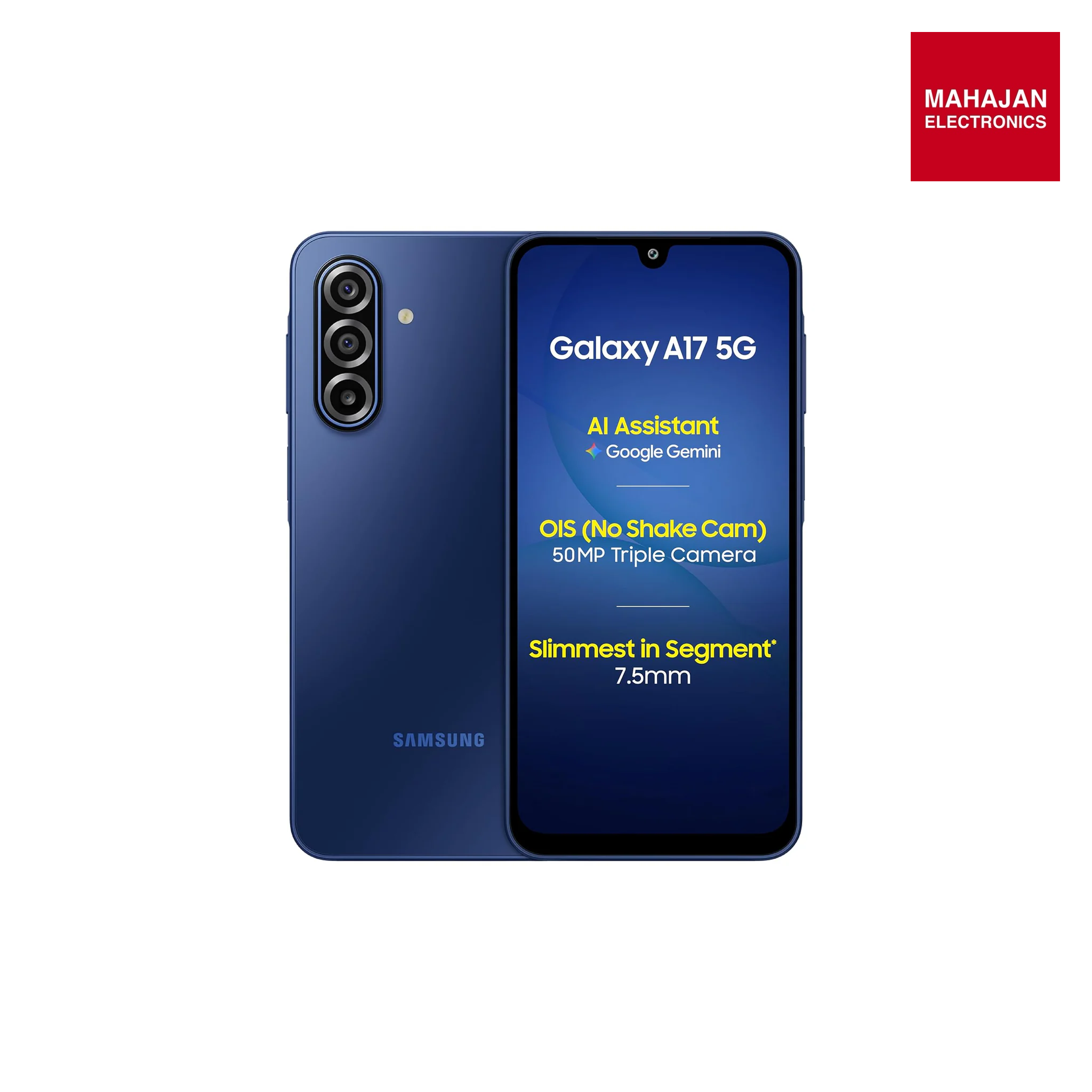 Samsung Galaxy A17 5G (Blue, 8GB RAM, 256GB Storage) | 50 MP No Shake Camera | Gemini Live | Circle to Search | Super AMOLED | Corning Gorilla Glass Victus | 7.5mm Sleek | AI Mahajan Electronics Online