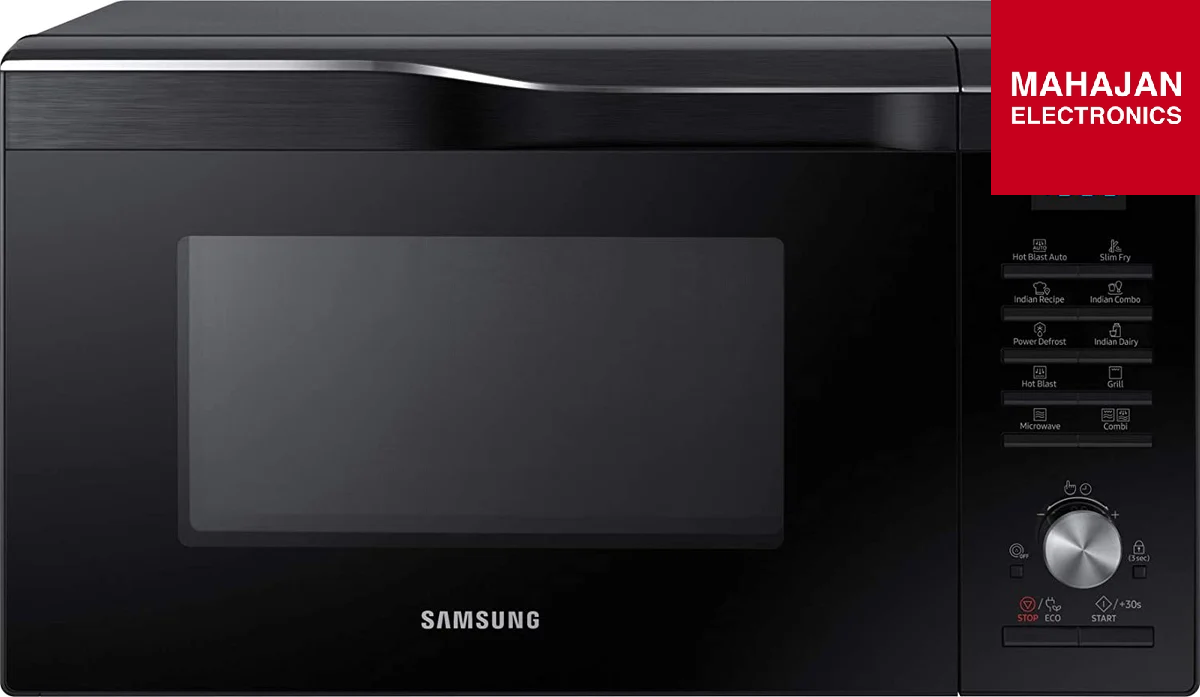Samsung microwave oven with Mahajan Electronics logo