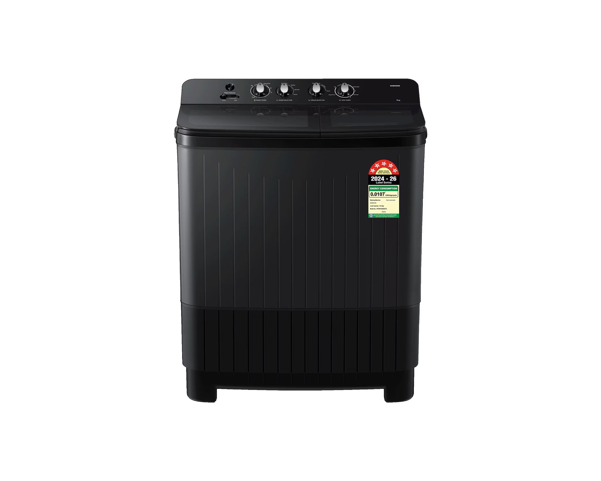 Samsung WT80F4560GD/TL 8.0 kg 5 Star Semi-Automatic Top Loading Washing Machine with Toughened Glass Lid-Dark Gray-Online Mahajan Electronics