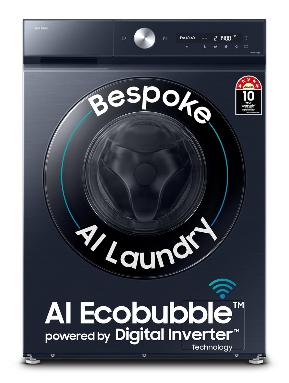 Samsung WW12DB8B54GSTL 12 kg, 5 Star, AI Control, Super Speed, Wi-Fi, Hygiene Steam with Inbuilt Heater, Digital Inverter, Fully-Automatic Front Load Washing Machine ( Navy)-Online Mahajan Electronics