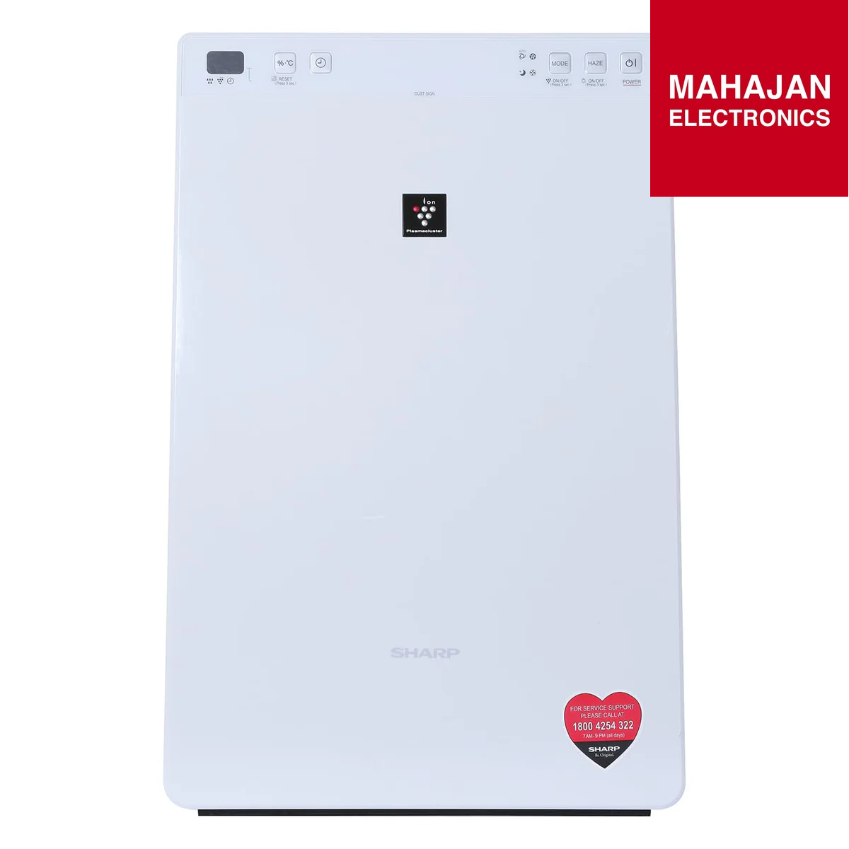 White electronic device with a Mahajan Electronics logo on a white background