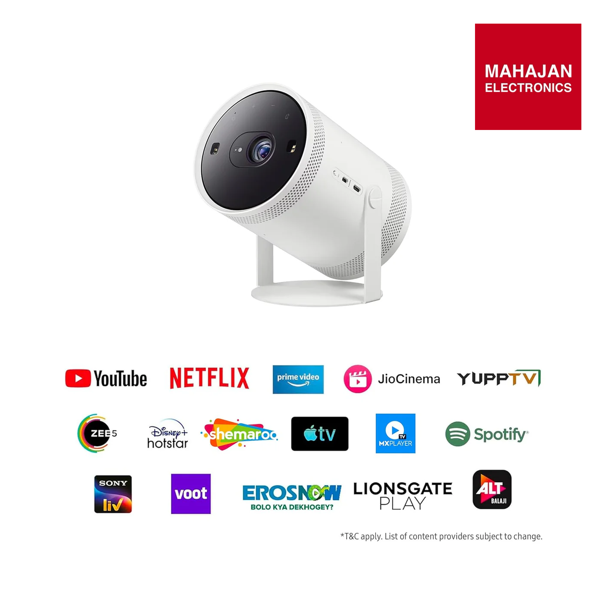 Samsung SP-LFF3CLAXXXL The Freestyle 2nd Gen Portable Compact Smart LED Projector with in-Built OTT Apps ( HDR 10+, Wi-Fi, Premium 360° Sound Mahajan Electronics