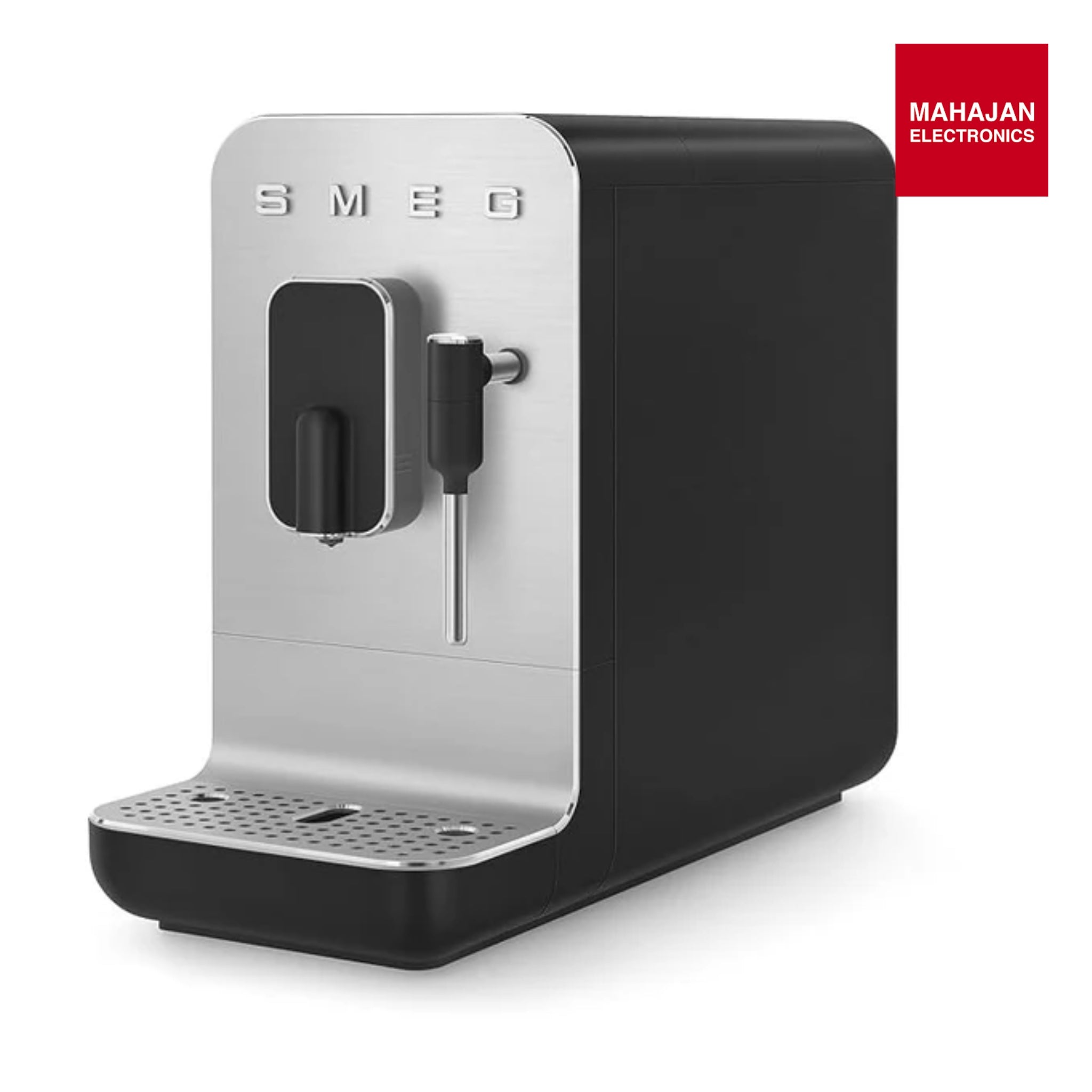 Smeg, BCC12BLMEU Automatic Espresso Coffee Machine, Steam Lance, Integrated Coffee Grinder, 1.4L Tank, Removable Drip Drawer, Compact Size, 1350W, Black-Online Mahajan Electronics