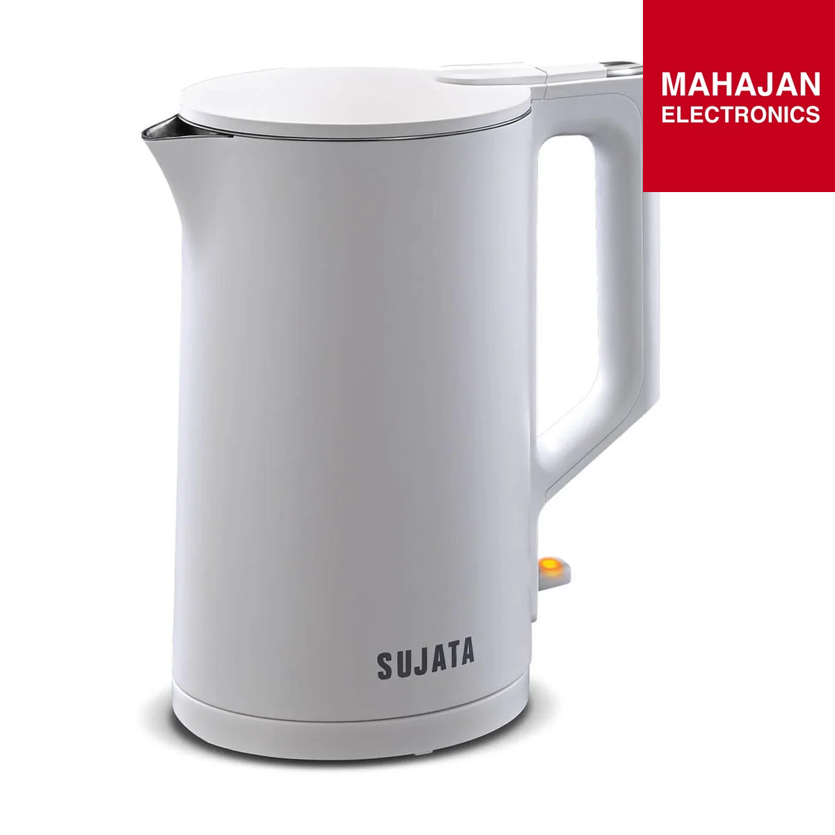 Sujata EK01-B 1.5 Litre Electric Kettle | 1500W | Strix Controller | Cool Touch Body | Stainless Steel Tank & Lid | 3-Way Auto Shut-Off | 360° Base (White)