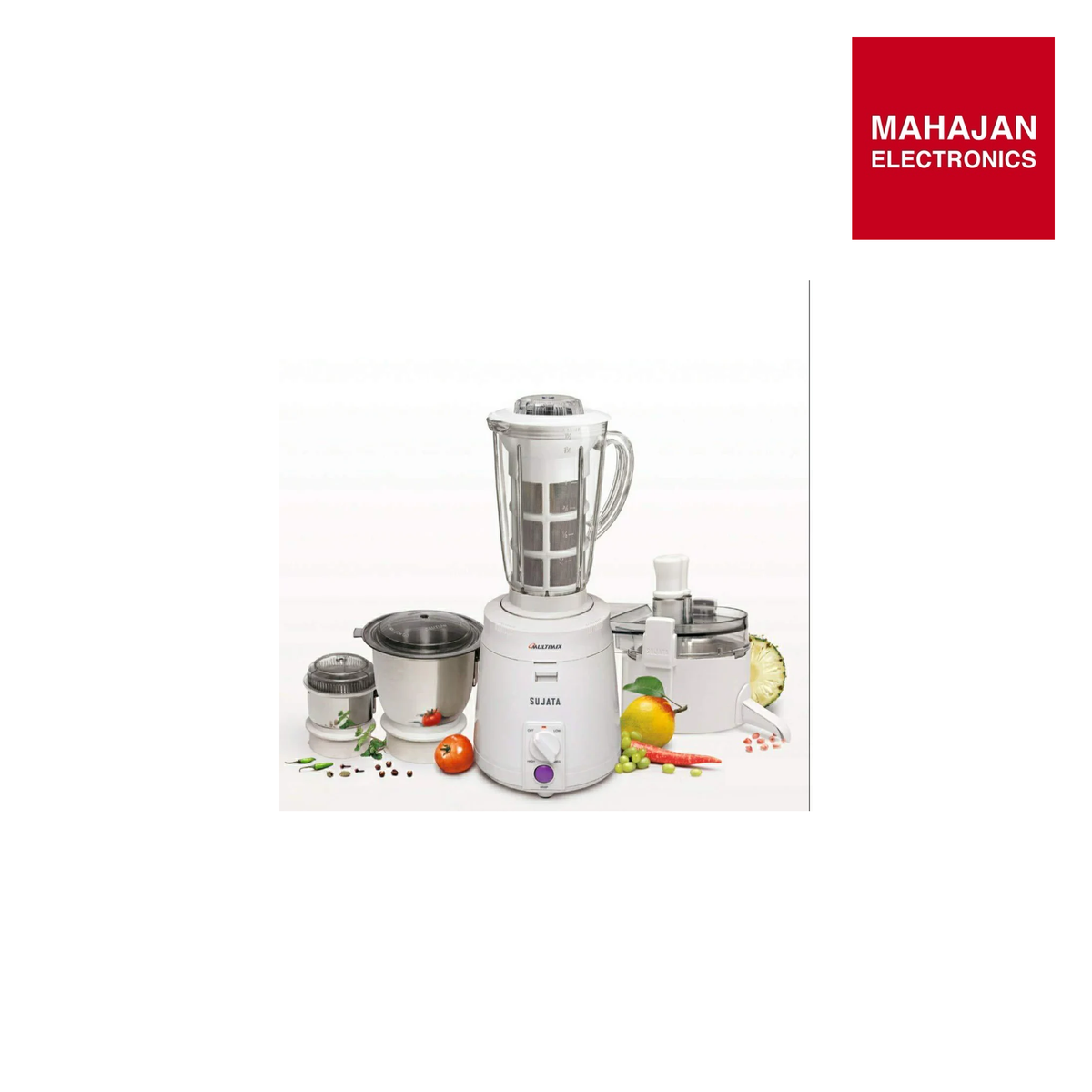 Sujata Multimix 900W Mixer Grinder with Juicer & Coconut Milk Extractor | 3 Jars, 22,000 RPM, 90-Min Continuous Run, Shock-Proof – White – Mahajan Electronics Online.