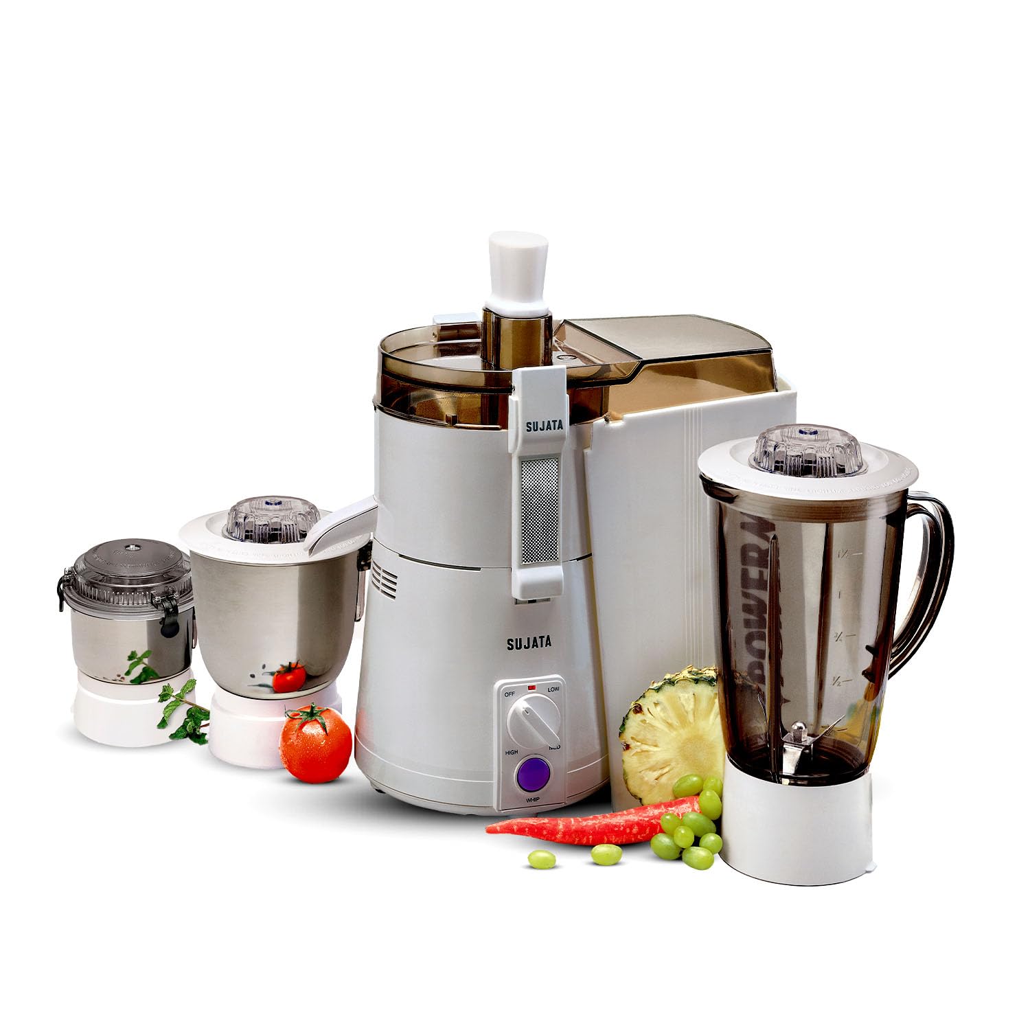 Sujata Powermatic Maxima 900 Watts All-in-One Juicer Mixer Grinder | 22000 RPM | 90 Min Continuous Running | 3 Jars (1750 ml, 1000 ml, 400 ml) | Mahajan Electronics Delhi NCR