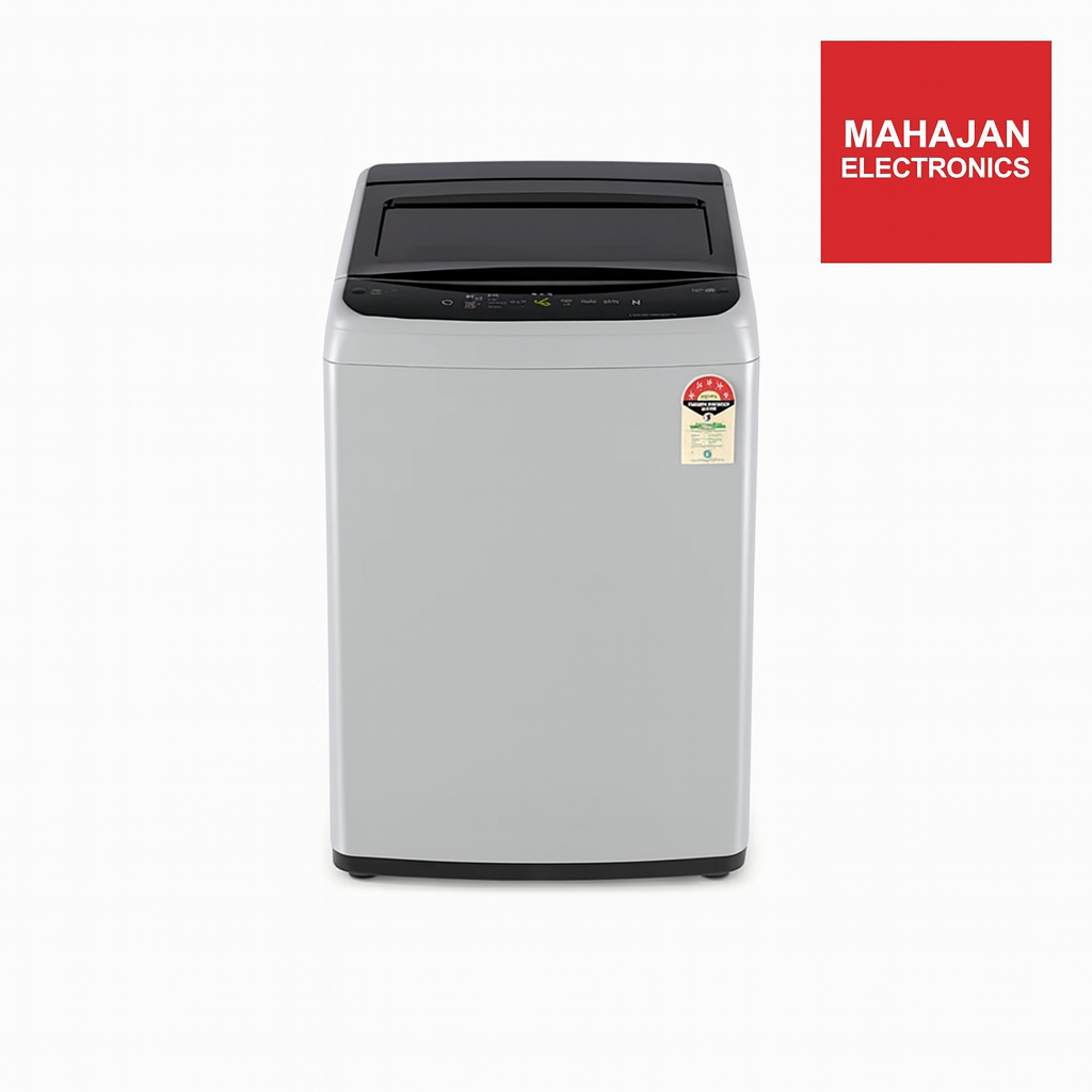 Top-loading washing machine with Mahajan Electronics logo on a white background