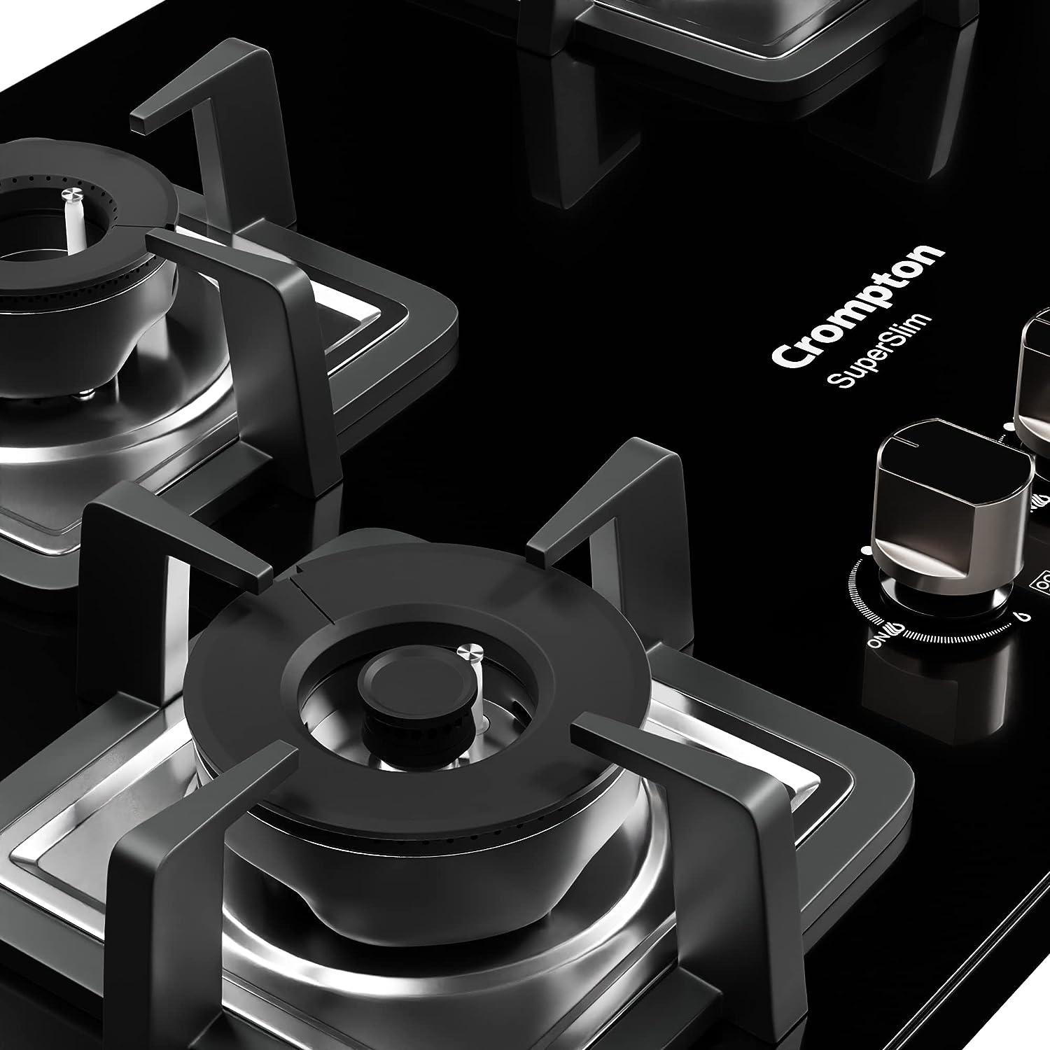 Crompton TAB-SUHB784-MBL SuperSlim Hobs HalfBrass 78cm 4 Burners Midnight Black - Mahajan Electronics Online
