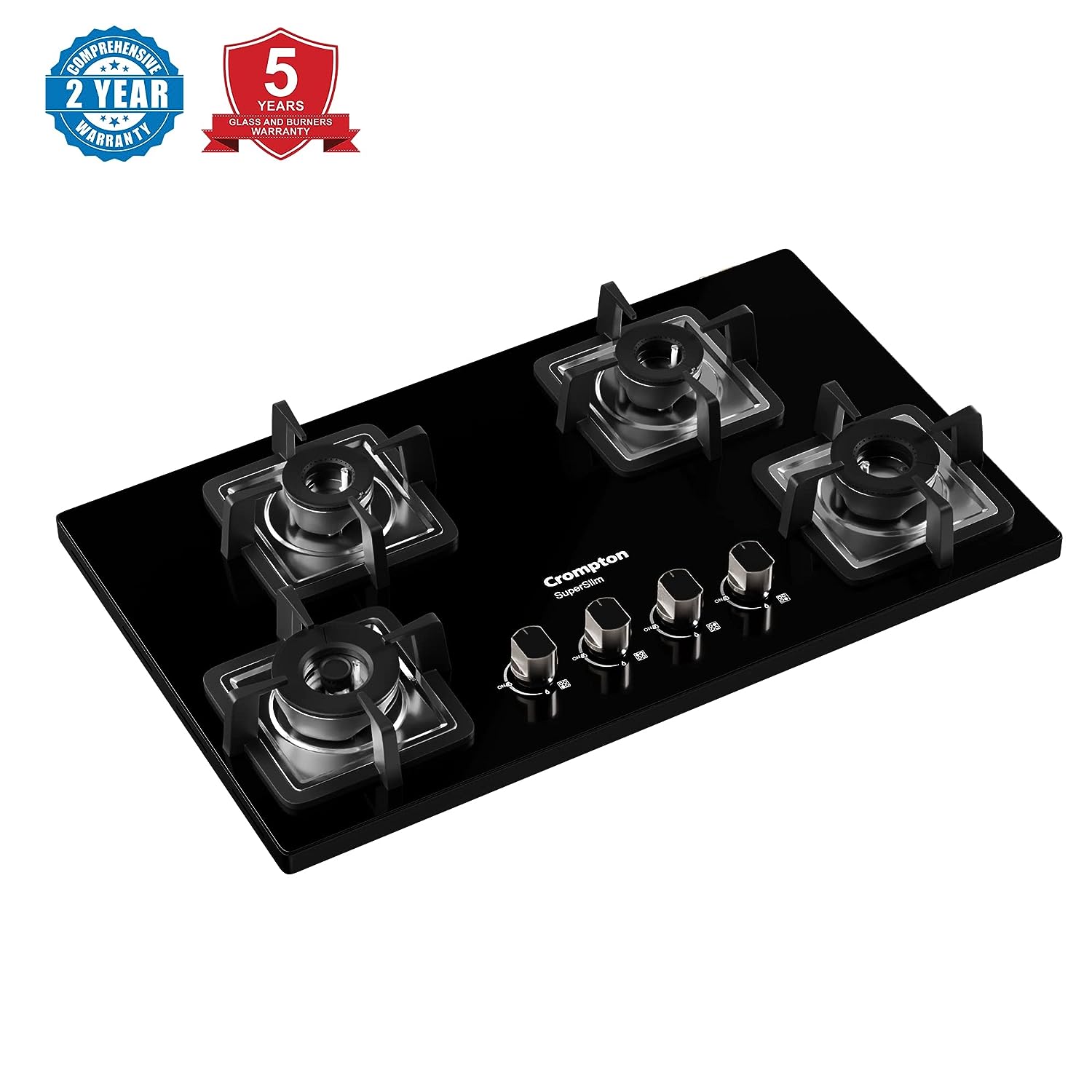 Crompton TAB-SUHB784-MBL SuperSlim Hobs HalfBrass 78cm 4 Burners Midnight Black - Mahajan Electronics Online