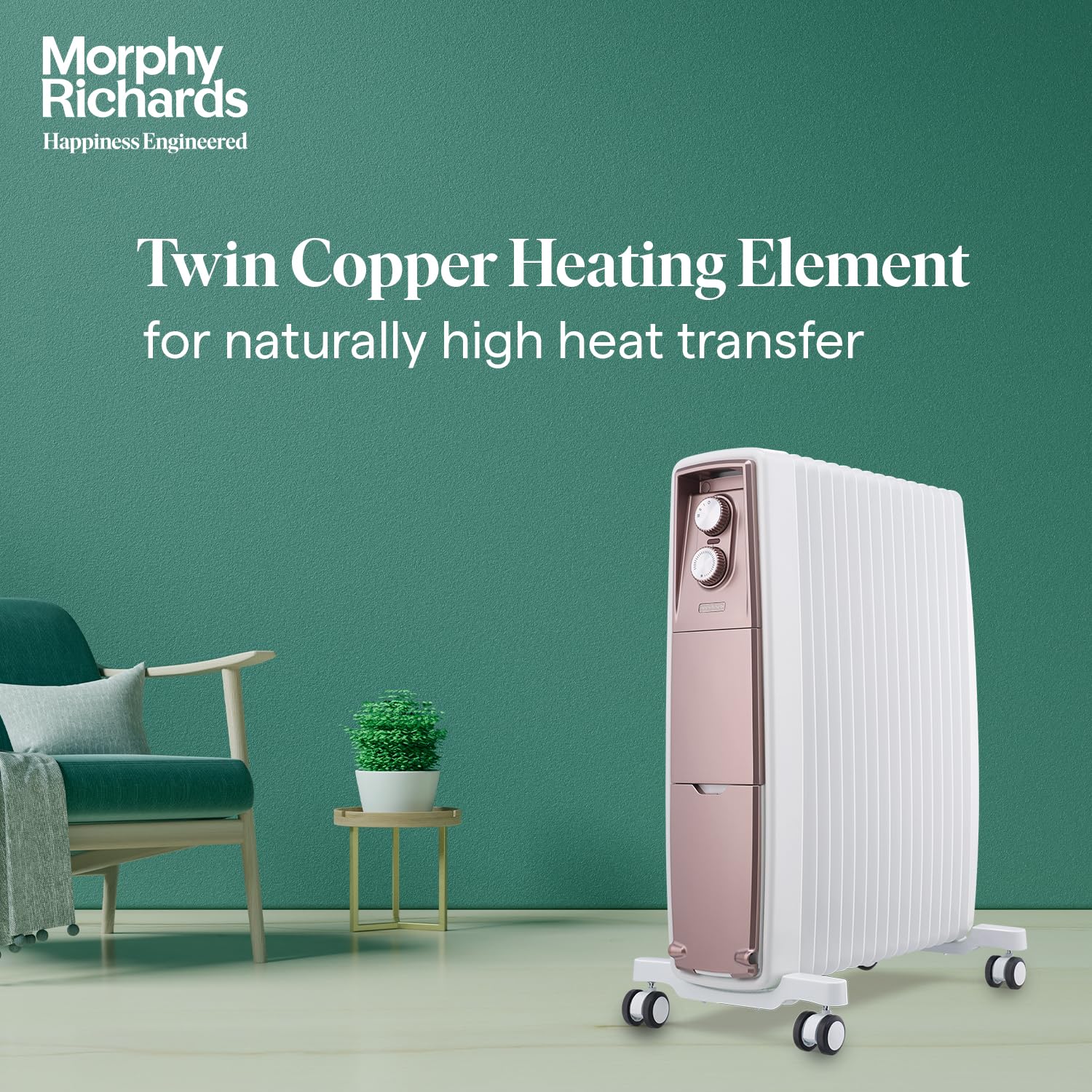 Morphy Richards Thermocore Xr Analog 15 Fins Oil Free Radiator Room Heater|2000 W| Digital Zero Oil Radiators With 2 Copper Heating Element|4-Yr Warranty - Mahajan Electronics Online