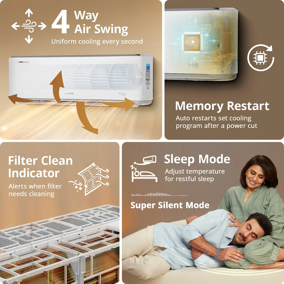 Voltas 243Inv Venus Luxe Adjustable Inverter AC (2026 Series) Heavy-Duty 1.5 Ton, 3 Star Split Ac-Online Mahajan Electronics