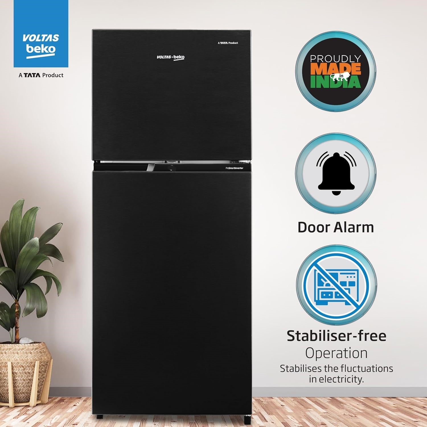 Voltas Beko RFF374D/1WPV100RXID 325L 1 Star Frost Free Double Door Refrigerator | Hairline Silve | ProSmart Inverter Compressor-Online Mahajan Electronics