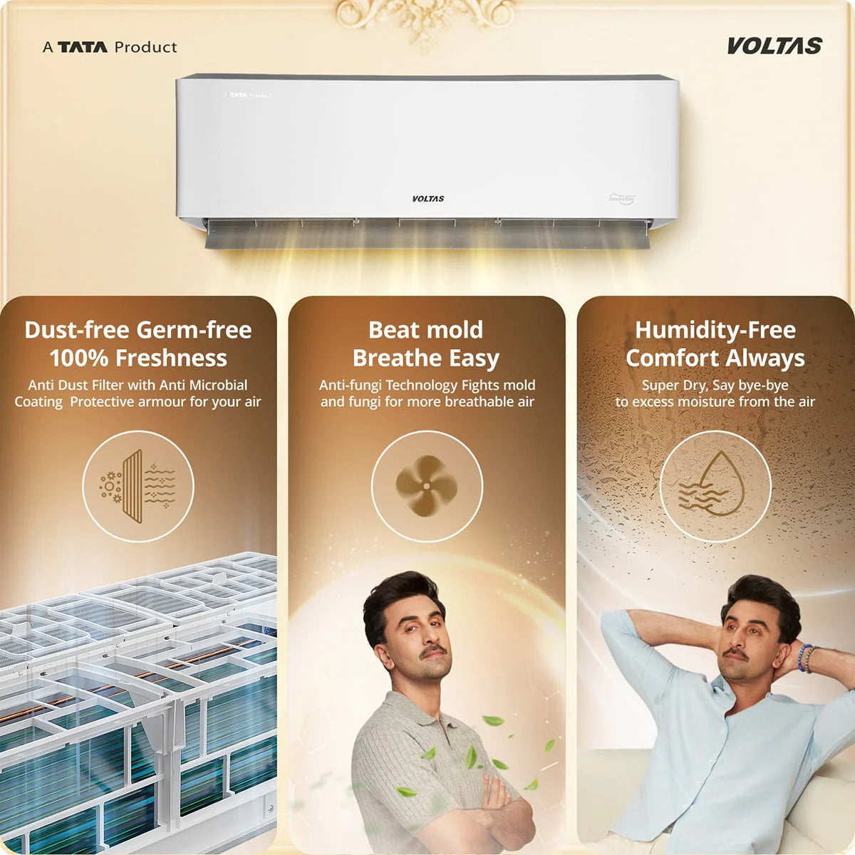 Voltas 243Inv Venus Luxe Adjustable Inverter AC (2026 Series) Heavy-Duty 1.5 Ton, 3 Star Split Ac-Online Mahajan Electronics