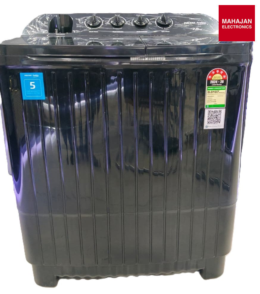 VOLTAS BEKO WTT70DLIM/BKSSBK4GTD 7 Kg 5 Star Semi-Automatic Top Loading Washing Machine (WTT70DLIMBKSSBK4) - Online Mahajan Electronics