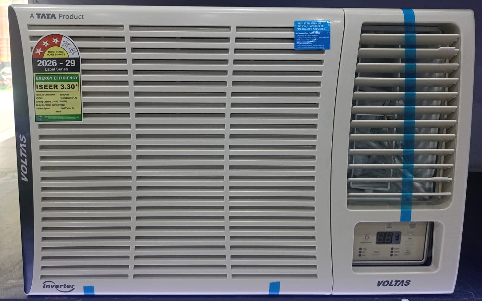 Voltas 183Inv Elite (2026 Series) 1.5 Ton 5 Star Inverter Window AC – Copper Condenser, Turbo Cooling, High Ambient Cooling up to 52°C, R32 Refrigerant-Online Mahajan Electronics