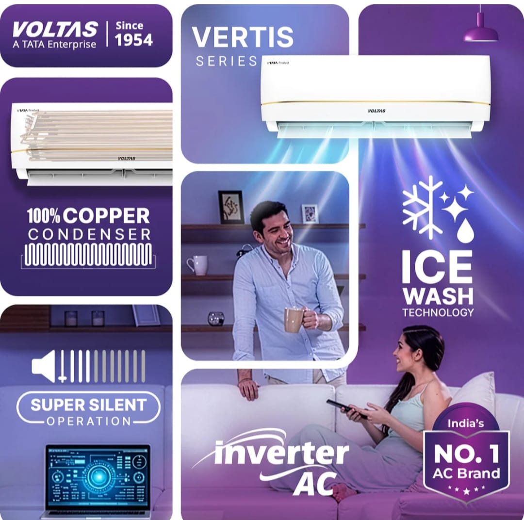 Voltas 183Inv Vertis Zenith Gold-1 1.5 Ton 3 Star Inverter Split AC (2026 Series)-Online Mahajan Electronics
