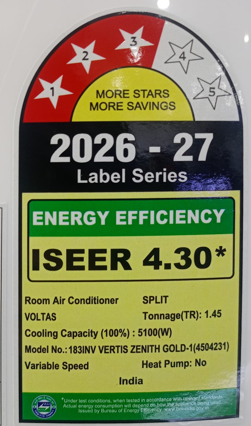 Voltas 183Inv Vertis Zenith Gold-1 1.5 Ton 3 Star Inverter Split AC (2026 Series) Mahajan Electronics Online