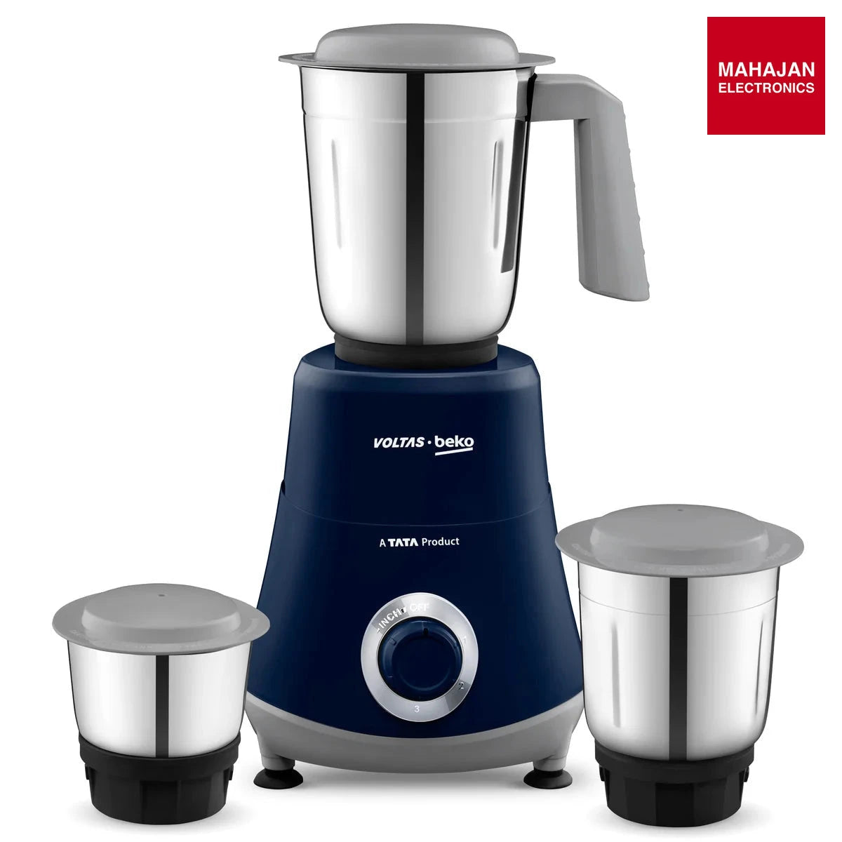Voltas Beko G5003HP-DB 500W mixer grinder, blue, 3 jars and stainless steel blades โ Mahajan Electronics Online.
