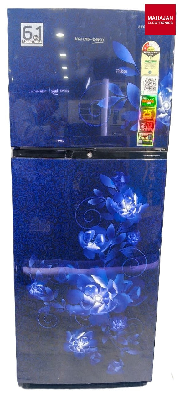 Voltas Beko RFF295C/2WPV100RCBDP 250L 2 Star Frost Free Double Door Refrigerator Celin Blue-Online Mahajan โ Mahajan Electronics Online.