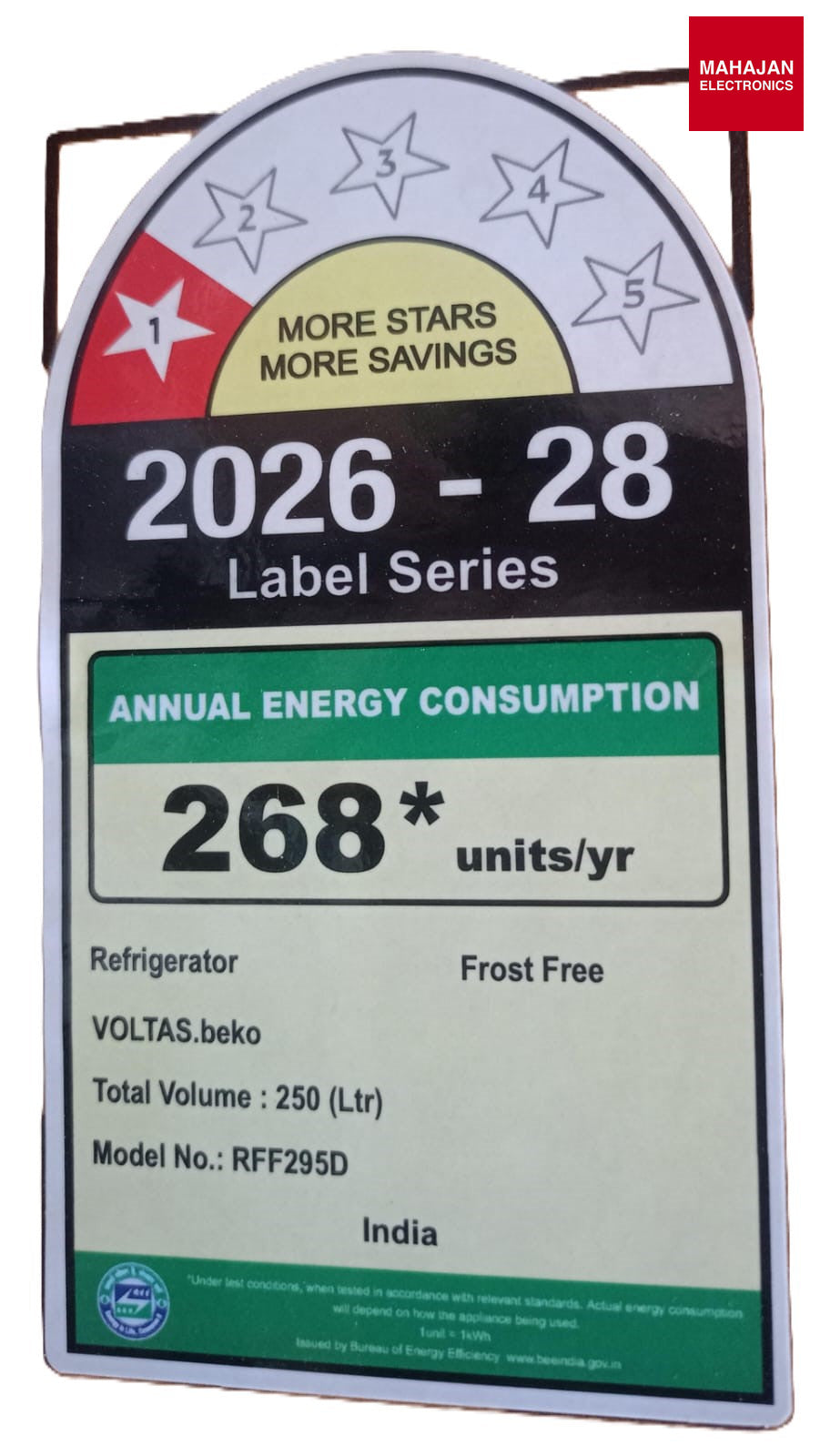 Voltas Beko RFF295D/1W0V100RXID 250L 1 Star Frost Free Double Door Refrigerator | Inverter Compressor – – Mahajan Electronics Online.
