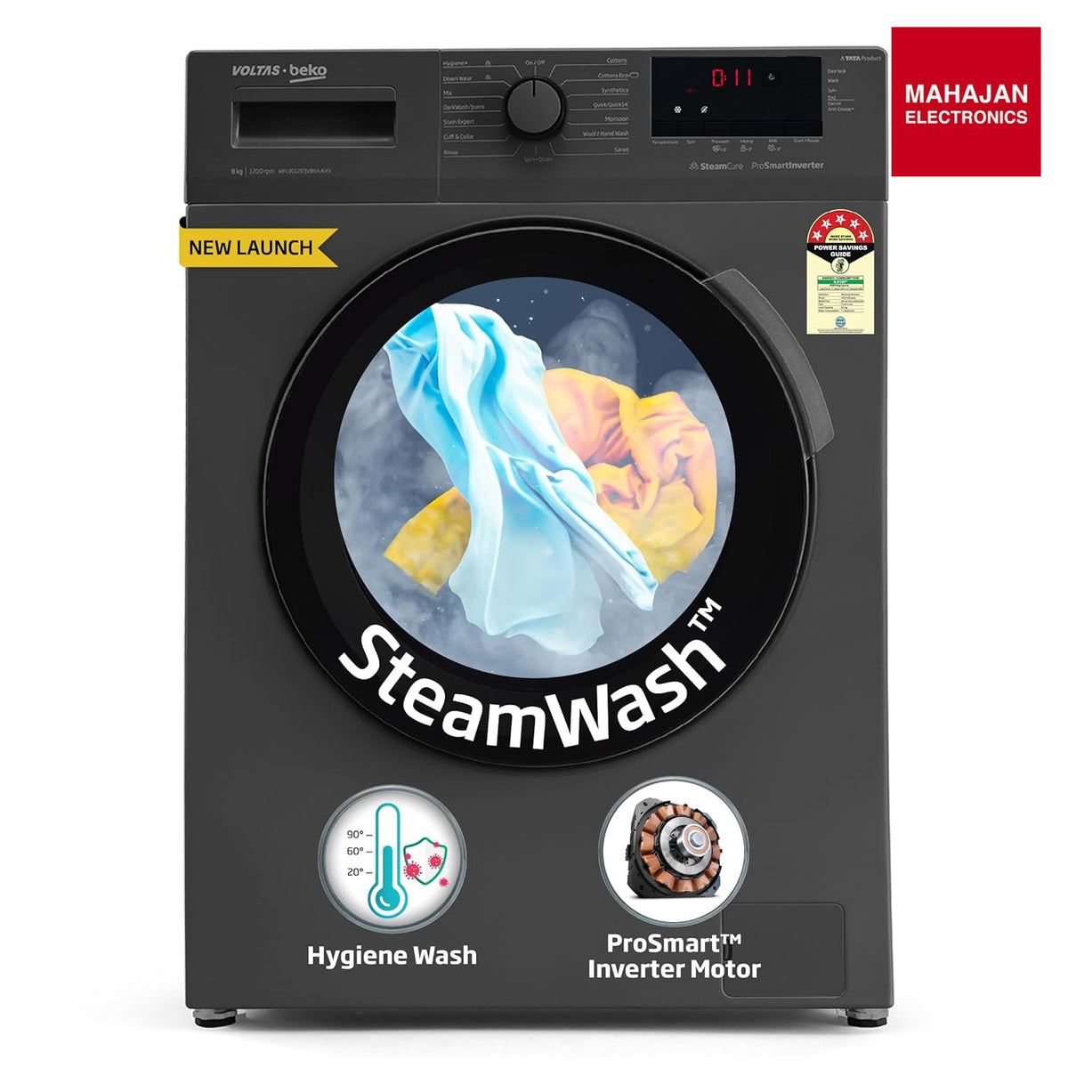 Voltas Beko WFL8012B7JVBKA 8Kg 5 Star Inverter Front Load Washing Machine Anthracite – Mahajan Electronics Online.
