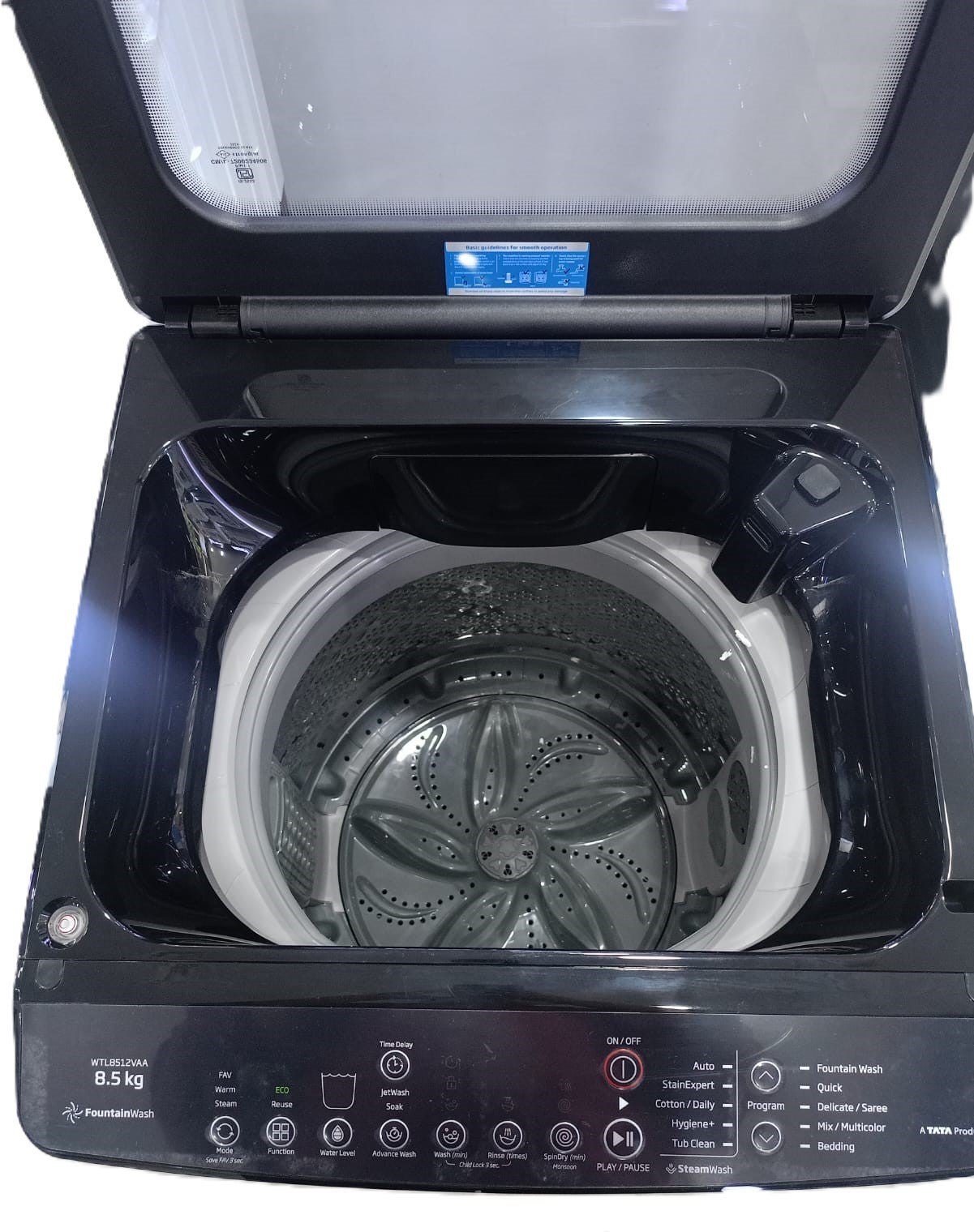Voltas Beko WTL8512VAA/BPGJHD 8.5 Kg Fully Automatic Top Load Washing Machine | 5 Star | In-Built Heater | Black Voltas Beko