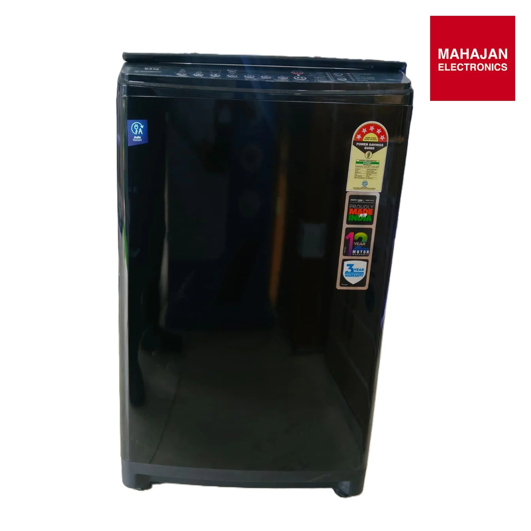 Voltas Beko WTL8512VAA / BPGJHD 8.5 Kg Fully Automatic Top Load Washing Machine | 5 Star | In-Built Heater | Black -Online Mahajan Electronics