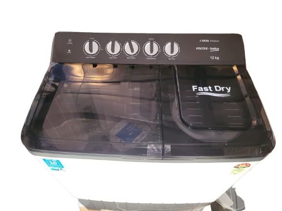 Voltas Beko WTT120UPA/GRSSWH5PTDA, 12 Kg 5 Star Semi-Automatic Top Loading Washing Machine ( Grey, Pulsator Wash Method)-Online Mahajan Electronics