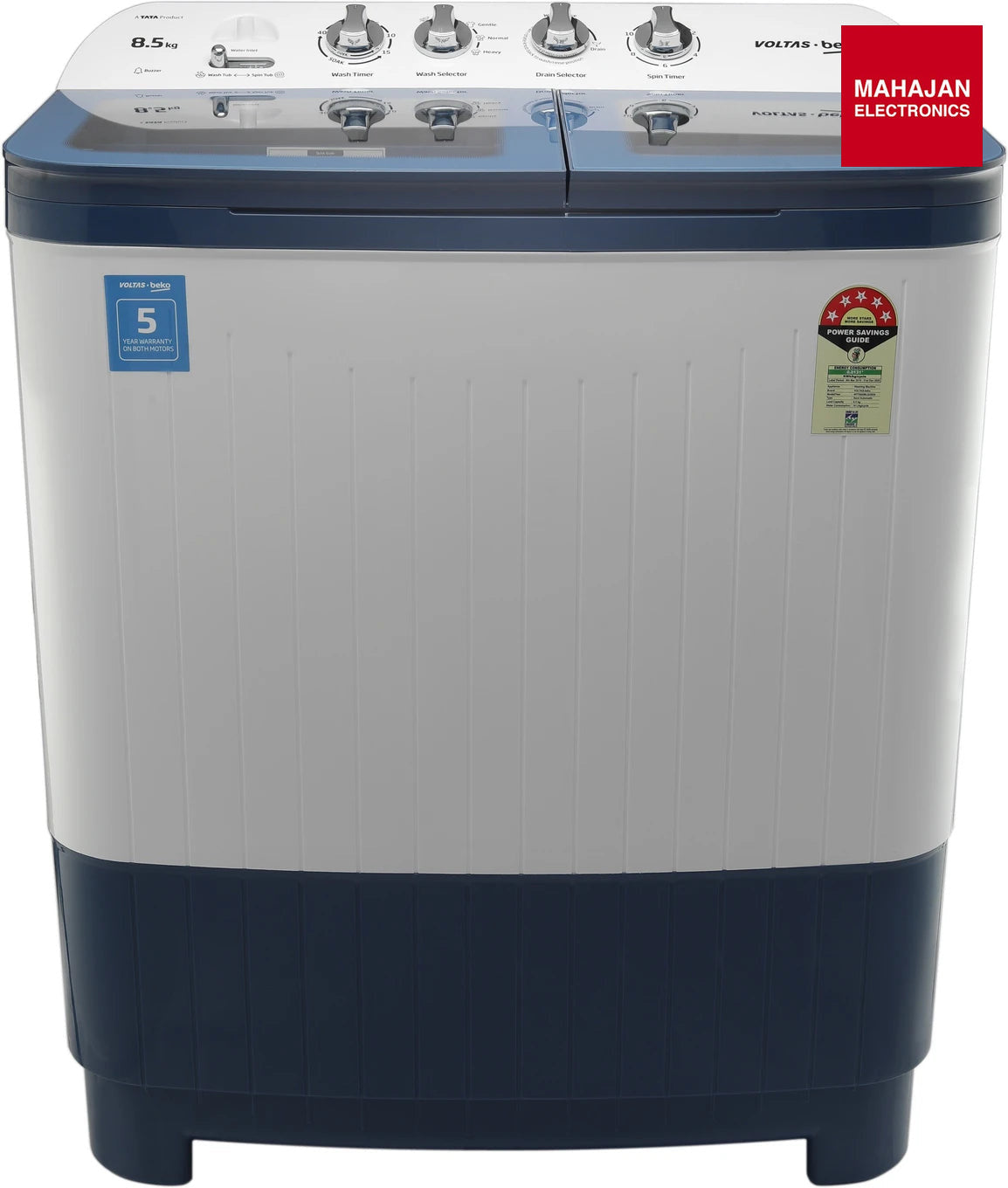 Voltas Beko WTT85DBLG 8.5 Kg Semi Automatic Top Load Washing Machine Blue – Mahajan Electronics Online.