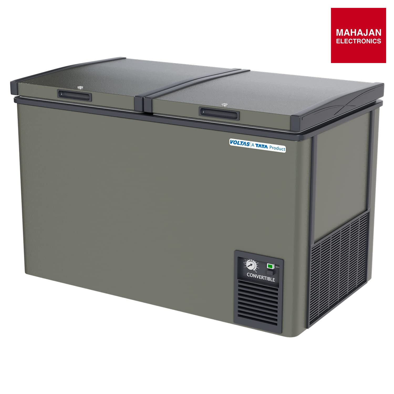 Voltas CVF320DB3-P-GE (2026) 303 Litre 2-Door Hard Top Deep Freezer | CFC-Free, Castor Wheels, Lockable – Mahajan Electronics Online.