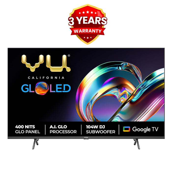Vu 43-inch GloLED 4K Smart Google TV | 84 W Sound | 3-Year Warranty | Mahajan Electronics Delhi NCR