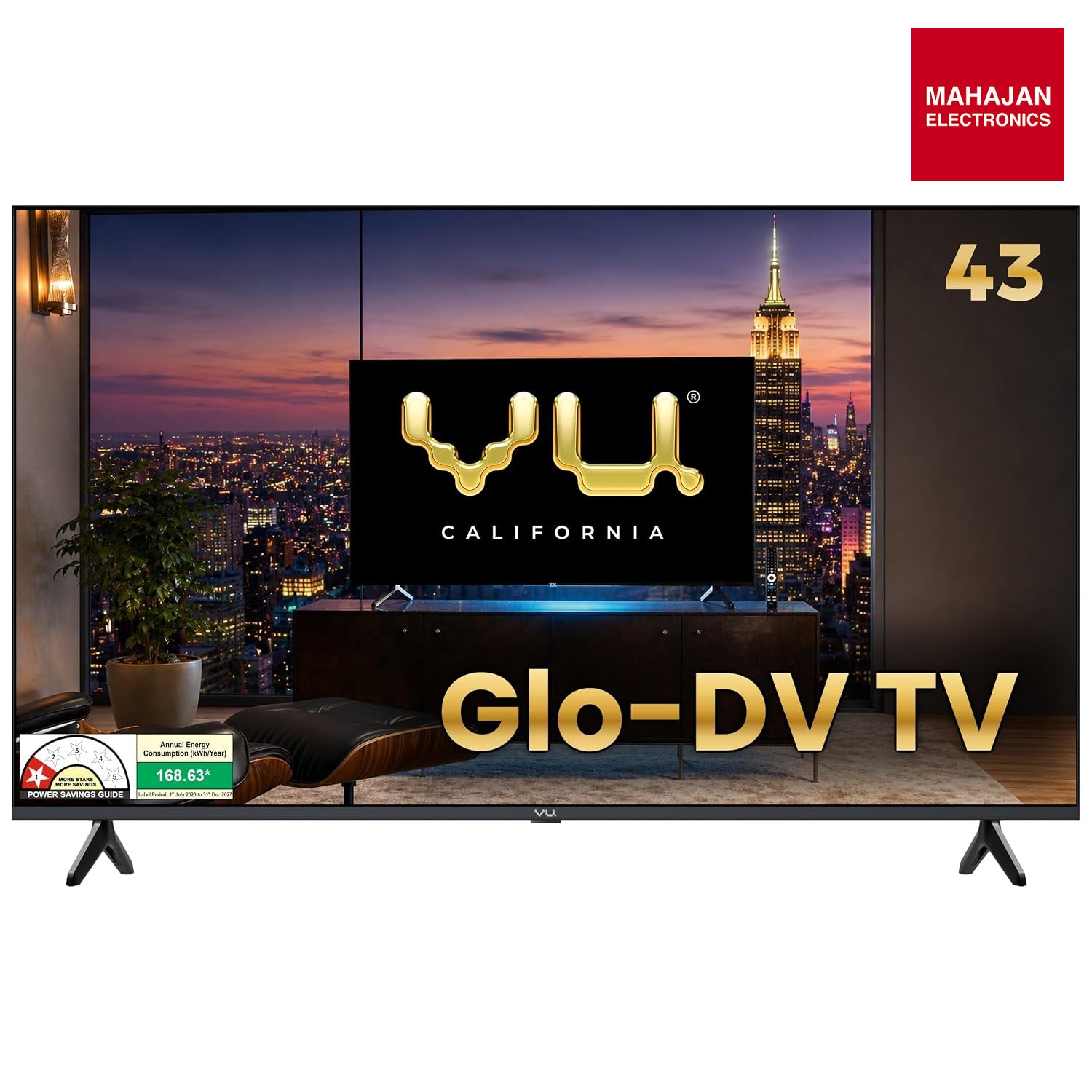 Vu 43GLOQLEDDV California 108cm (43 inch) GloQLED Smart Google 4K TV 2026 - Mahajan Electronics Online